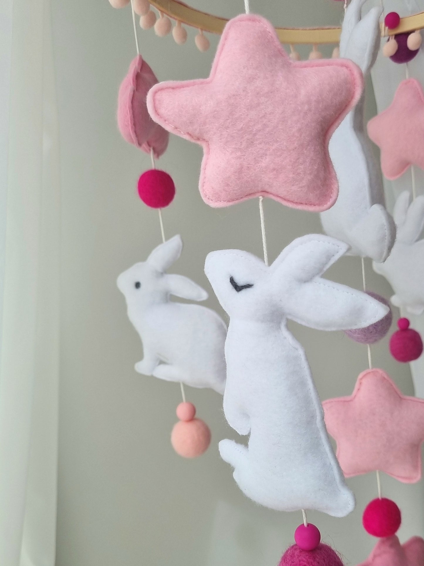 Baby Mobile Häschen rosa