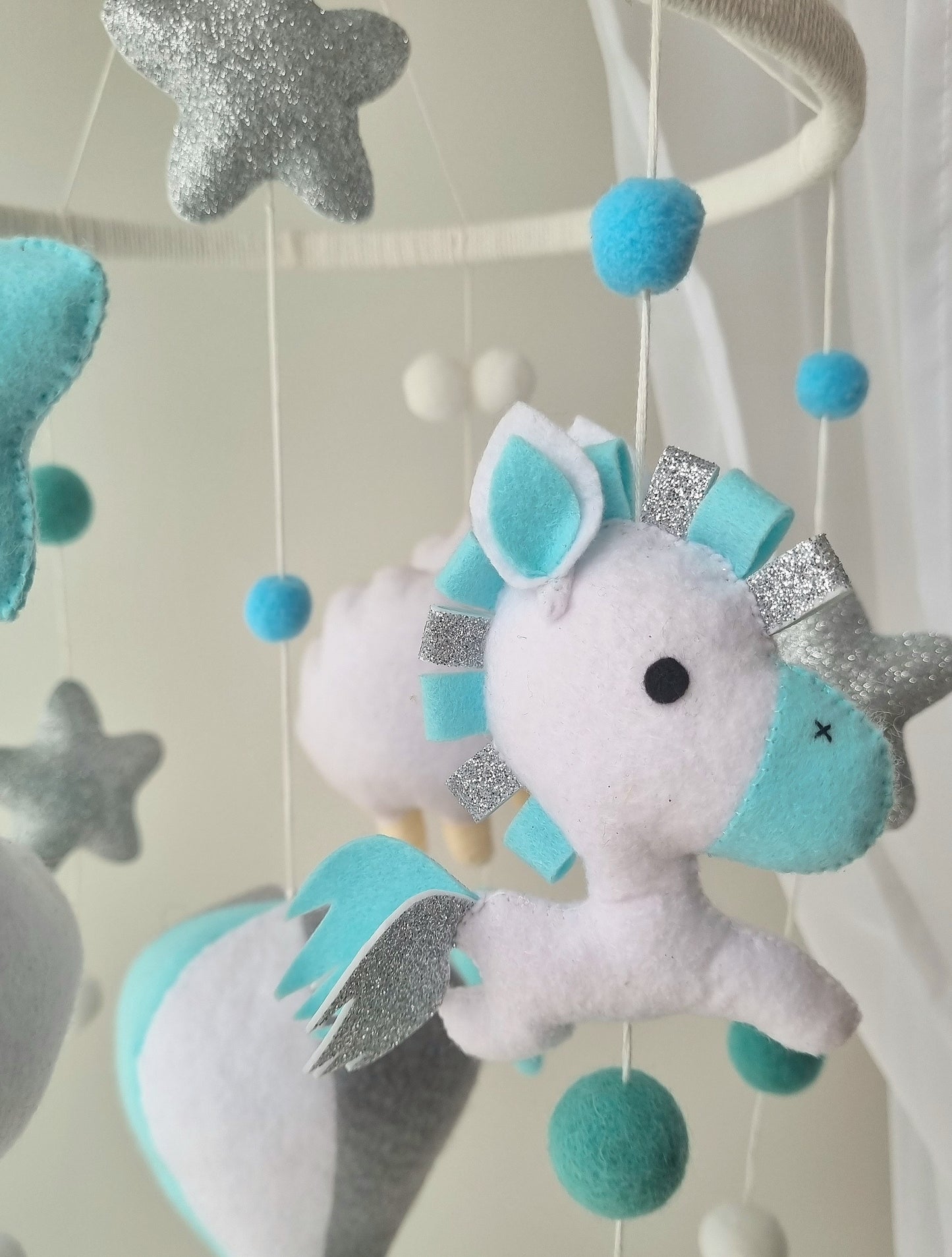 Baby Mobile Heissluftballon blau/weiss/grau