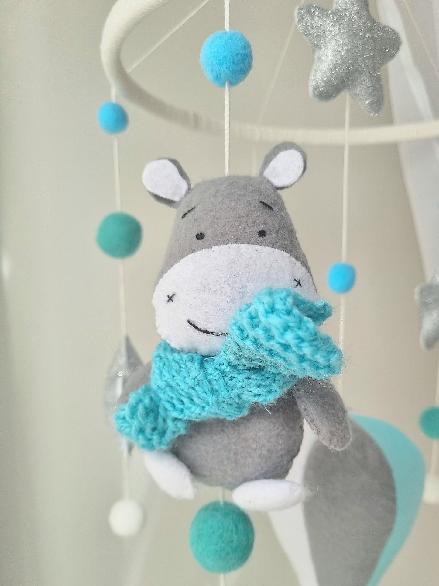 Baby Mobile Heissluftballon blau/weiss/grau