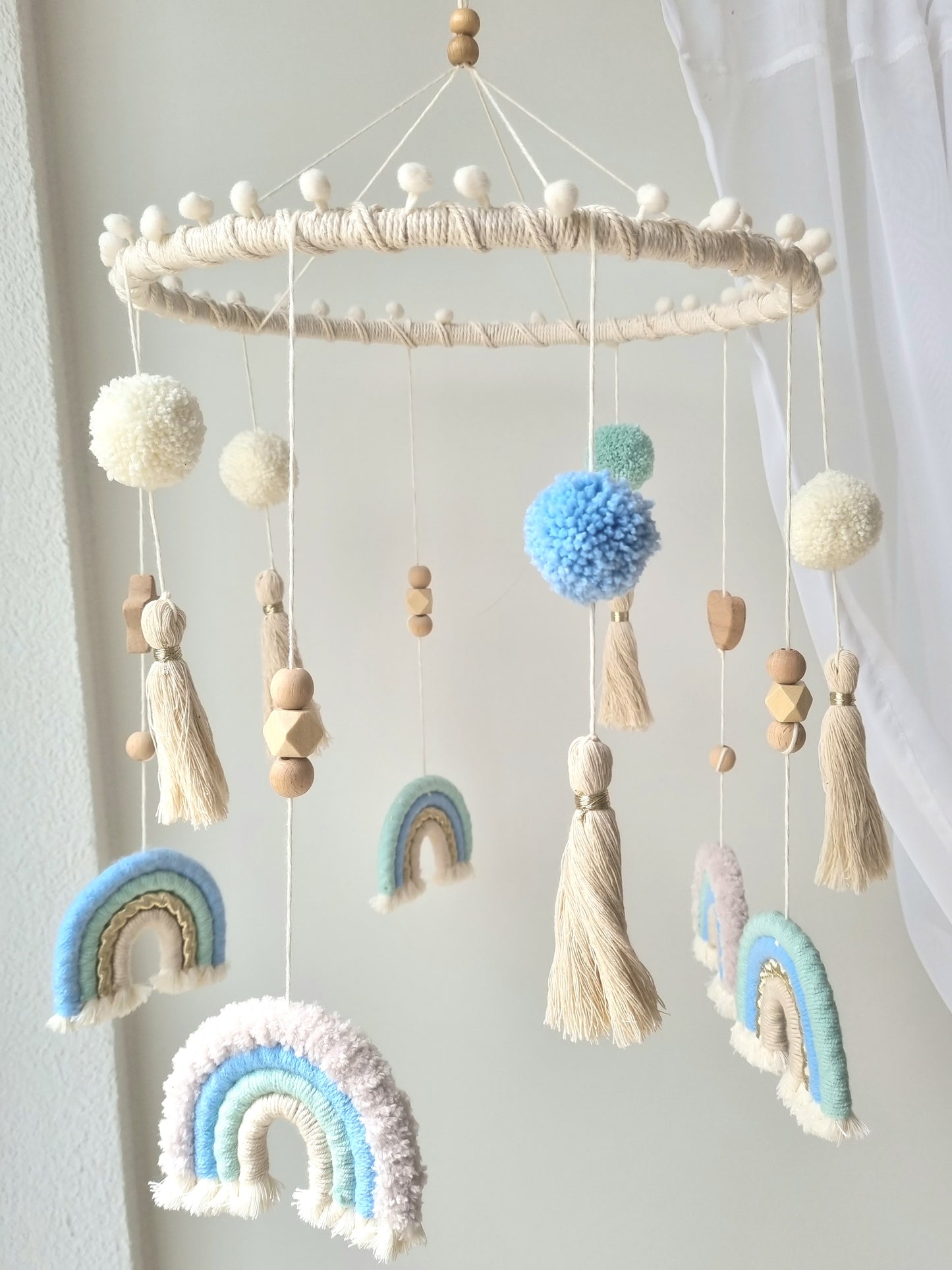 Baby Mobile Makramee blau