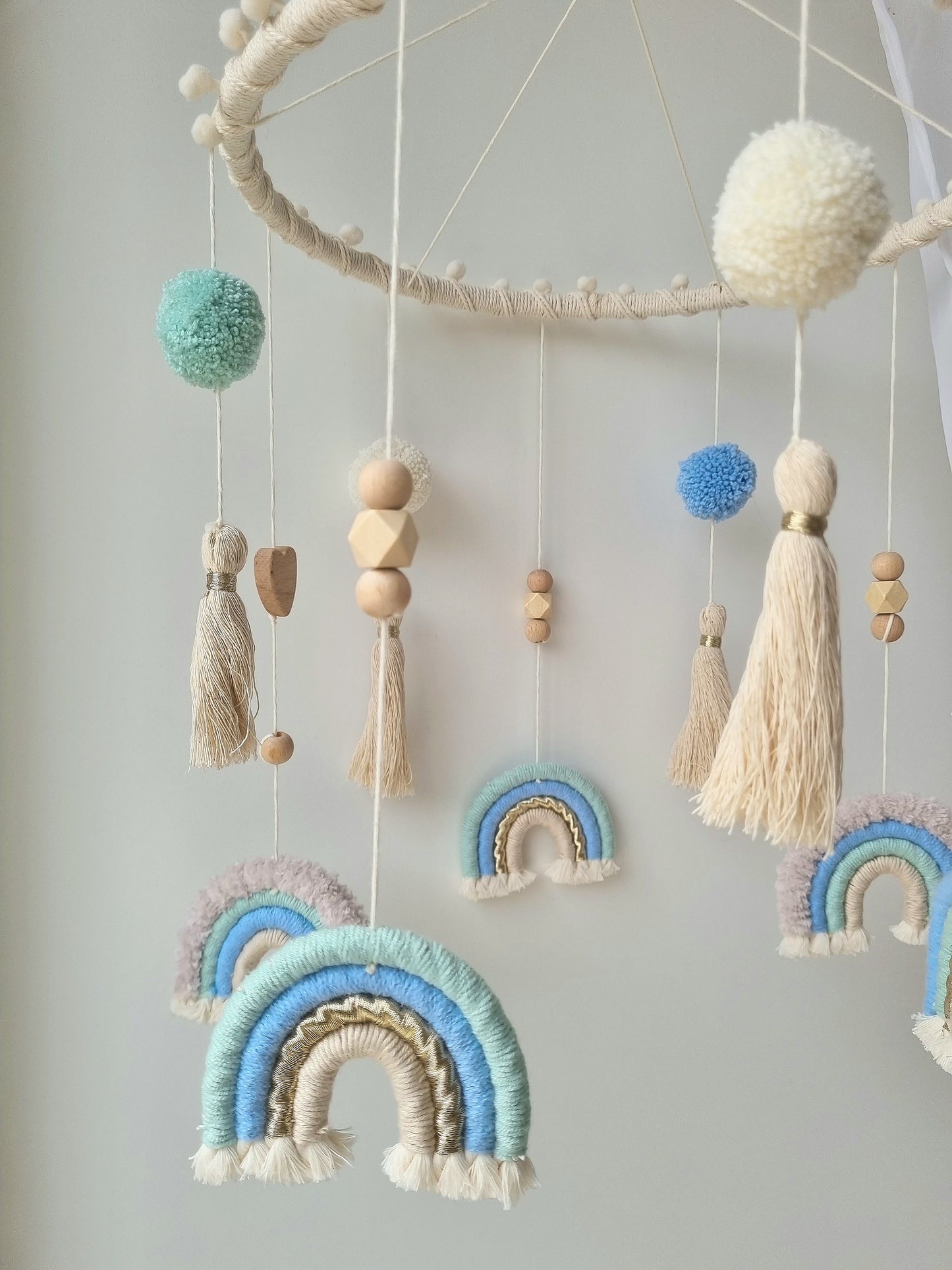 Baby Mobile Makramee blau