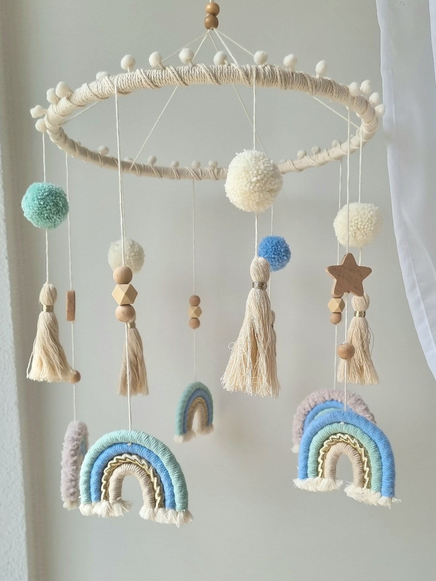 Baby Mobile Makramee blau