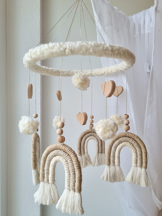 Baby Mobile Makramee in hellem beige