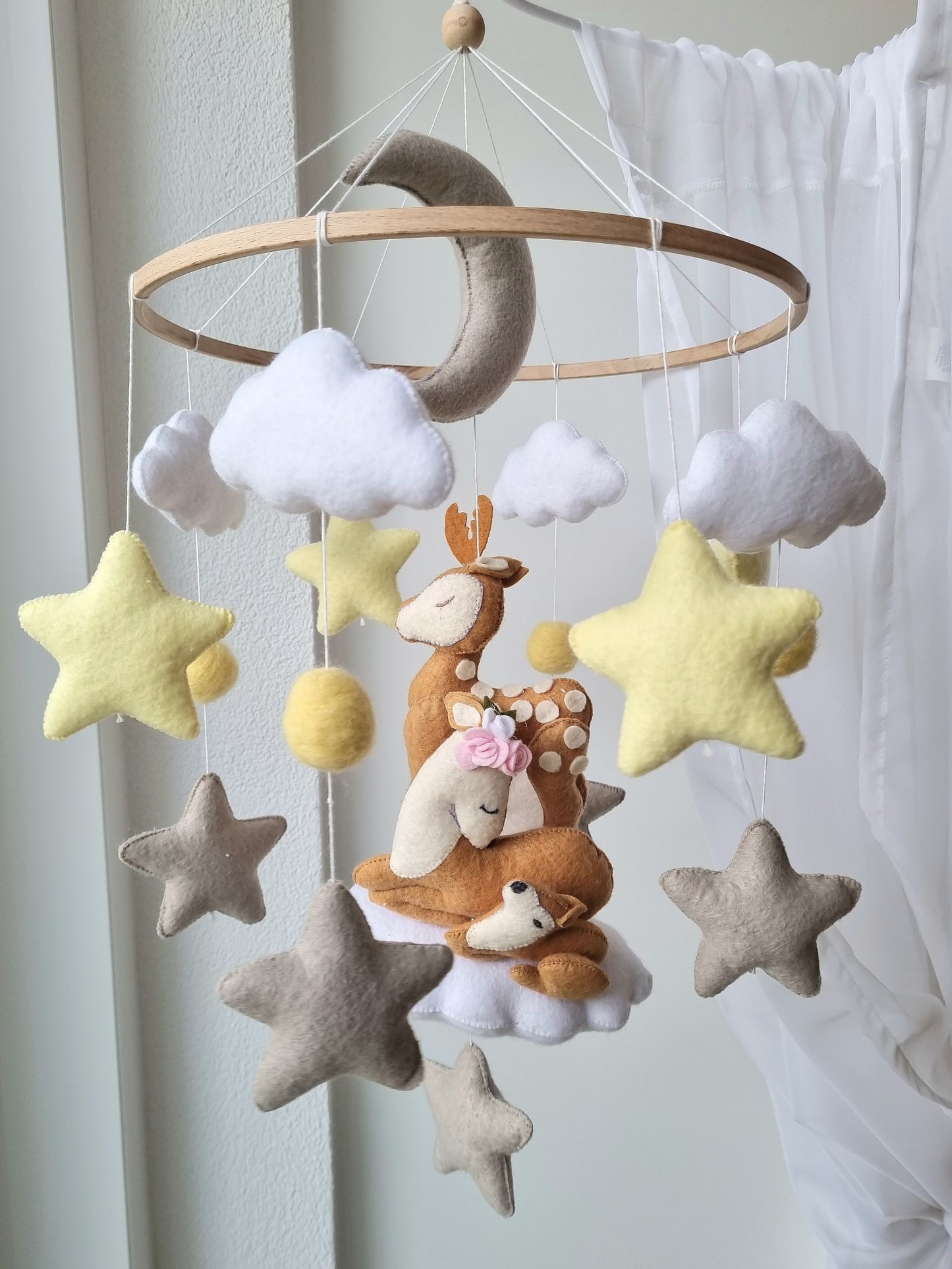 Baby Mobile Bambi Liebe rosa/gelb