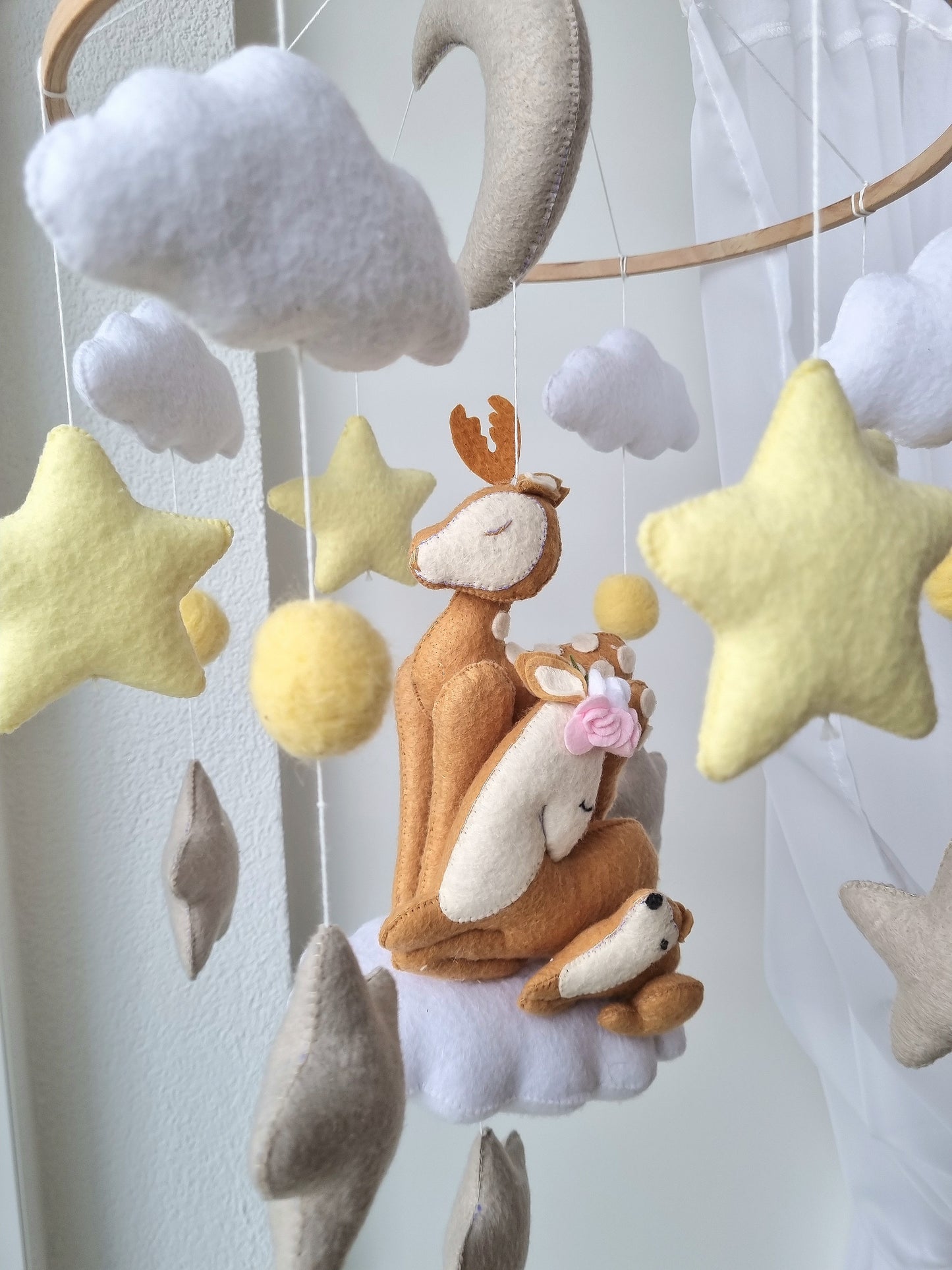 Baby Mobile Bambi Liebe rosa/gelb