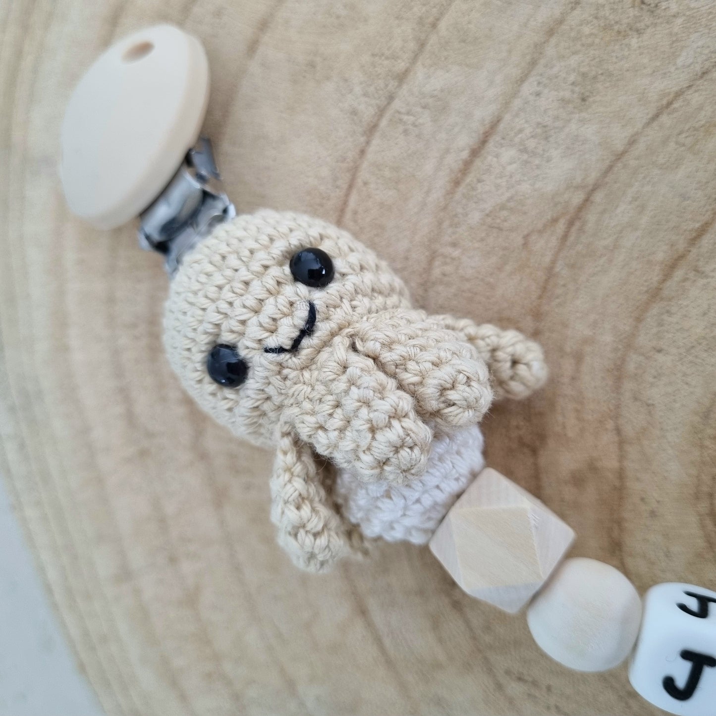 Schnullerkette kleiner Oktopus beige