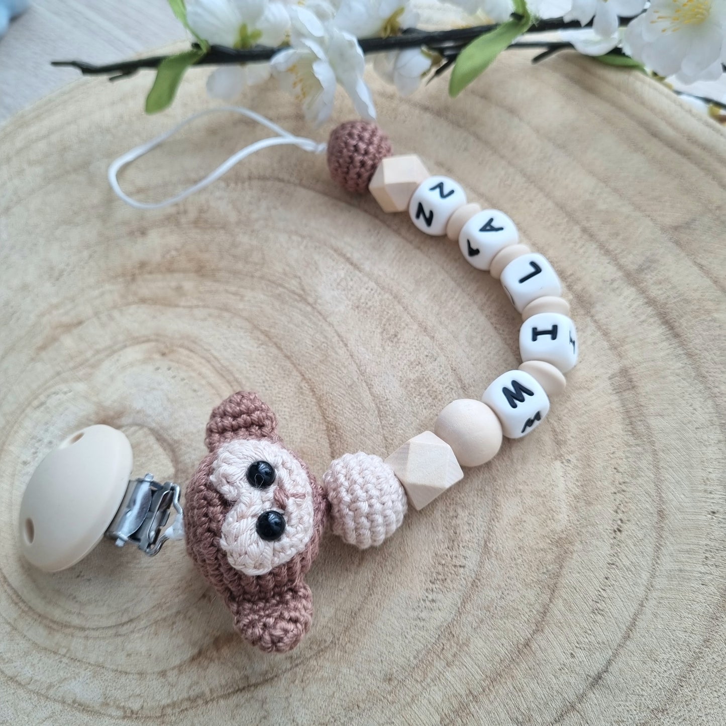 Schnullerkette Äffchen braun