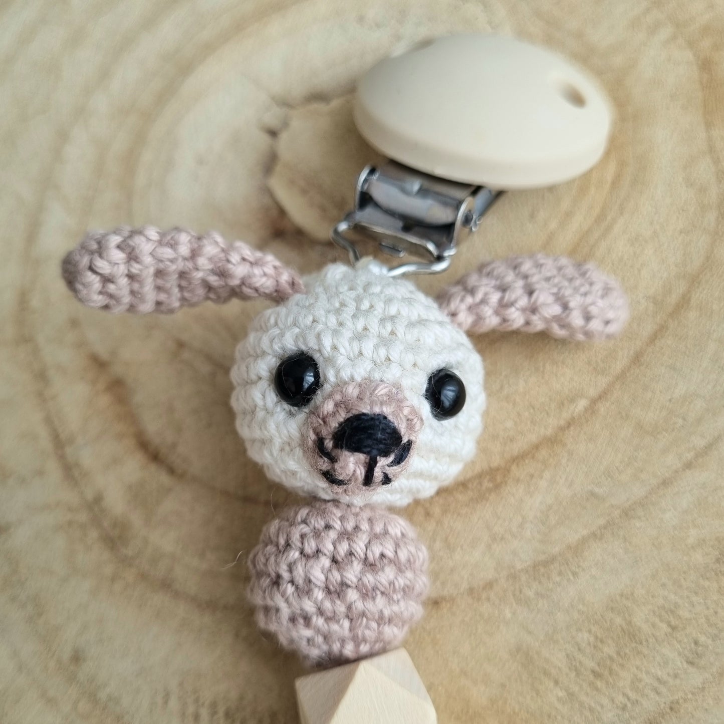 Schnullerkette Hündchen creme/braun