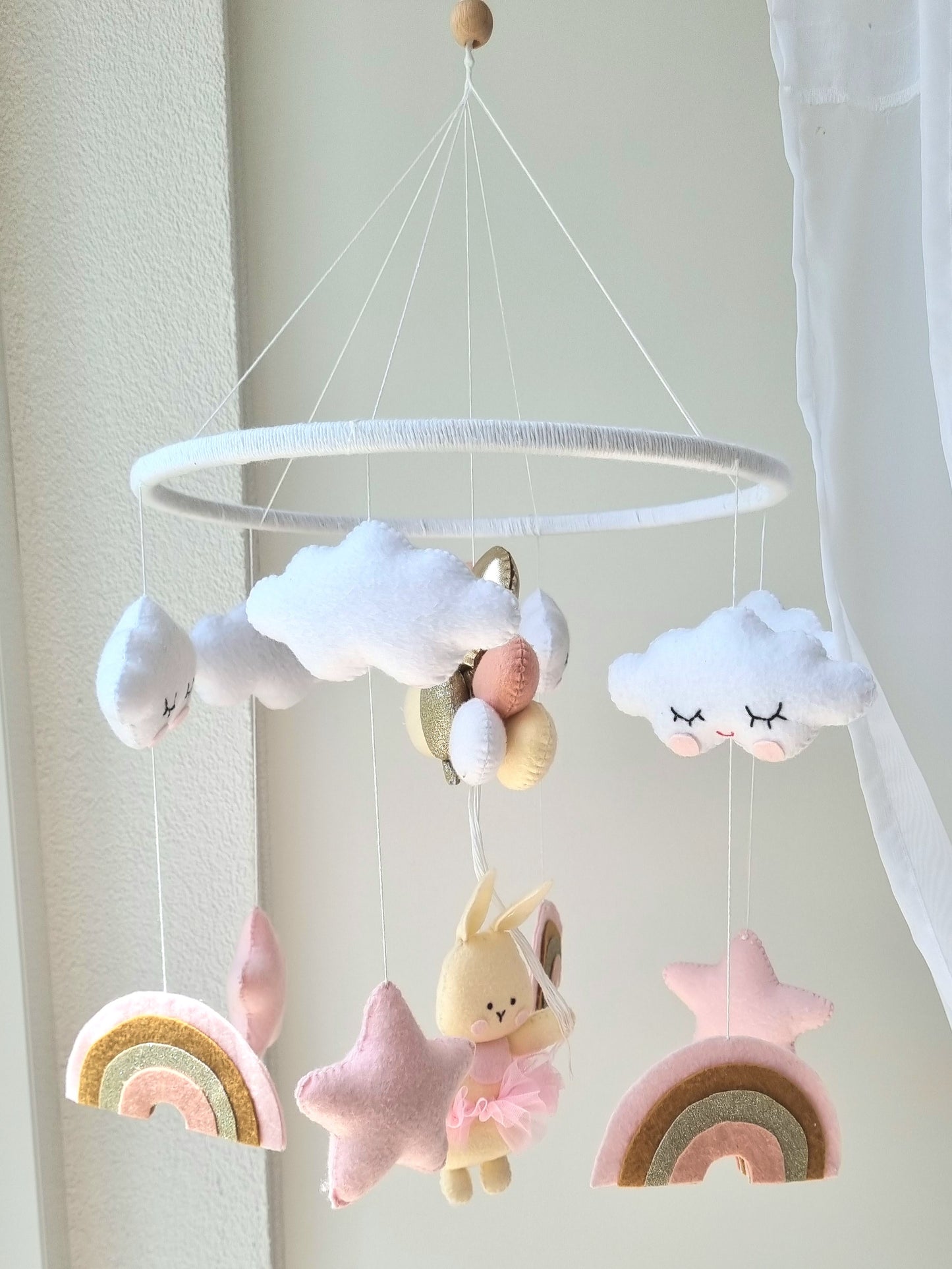 Baby Mobile Häschen rosa