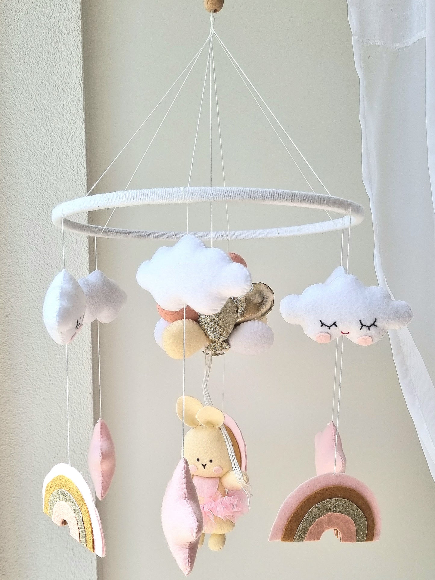 Baby Mobile Häschen rosa