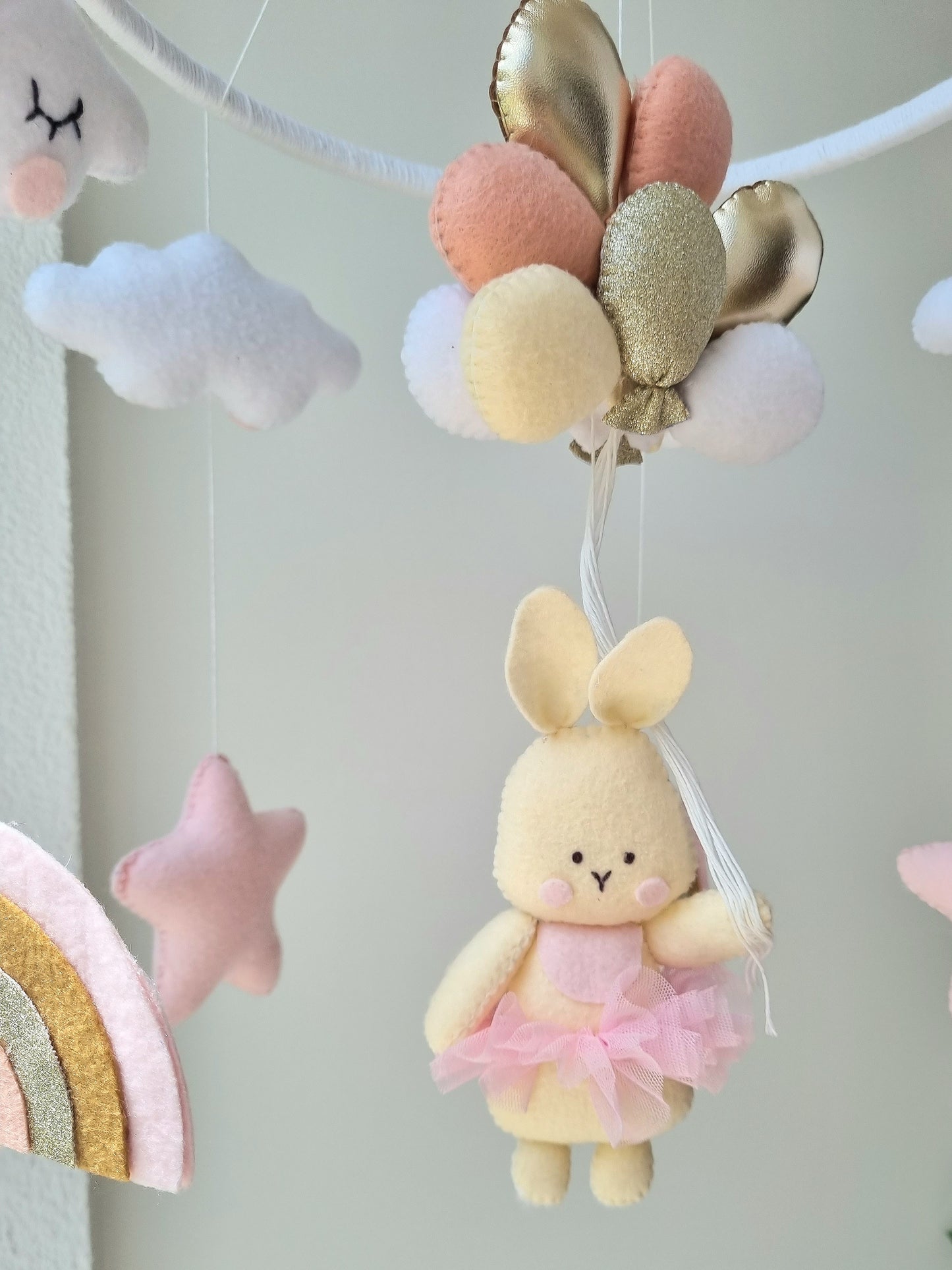 Baby Mobile Häschen rosa
