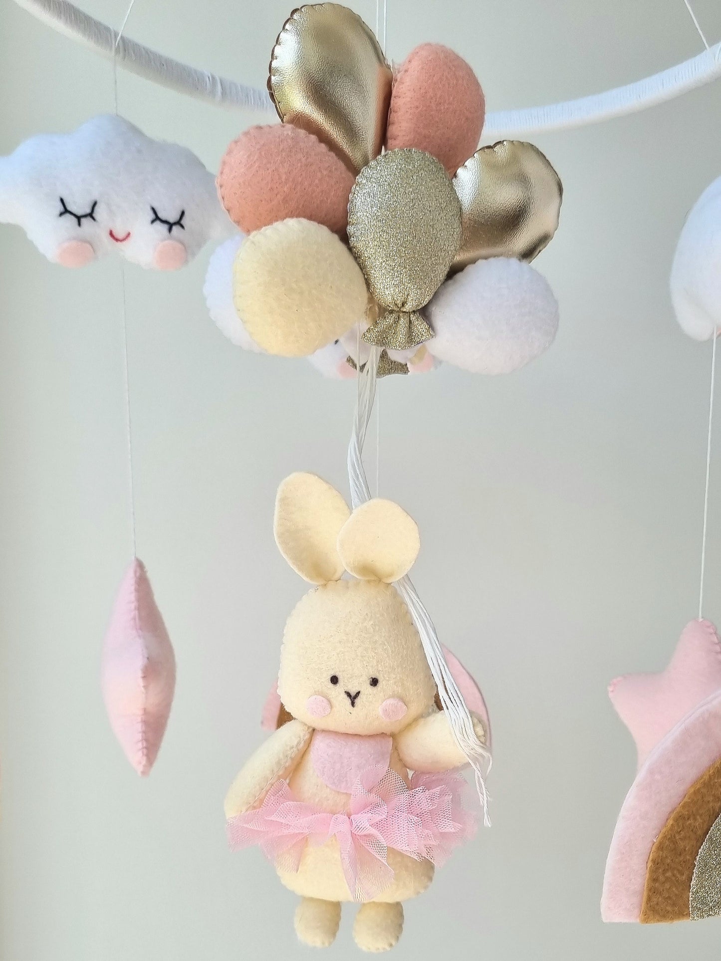 Baby Mobile Häschen rosa