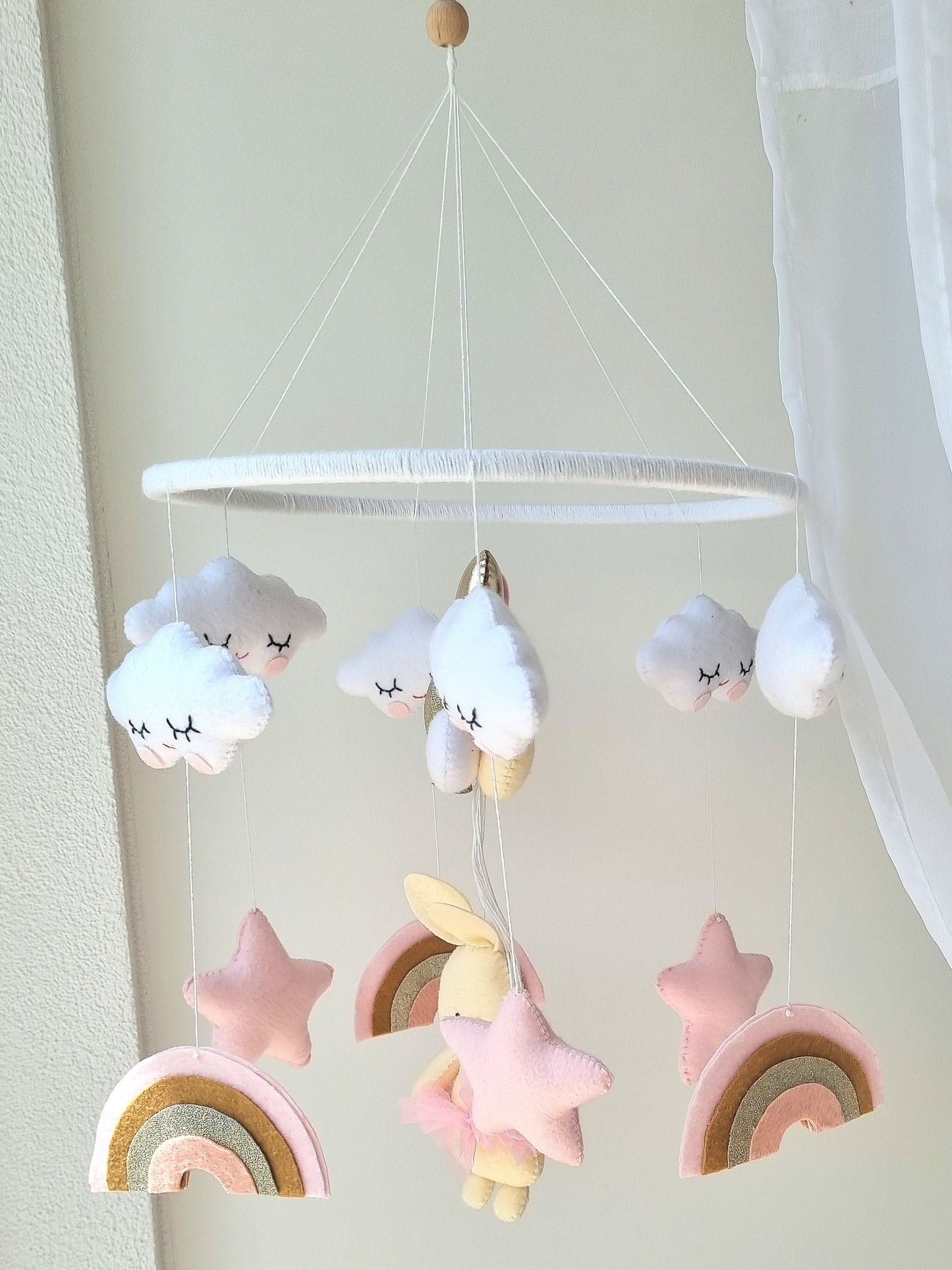 Baby Mobile Häschen rosa