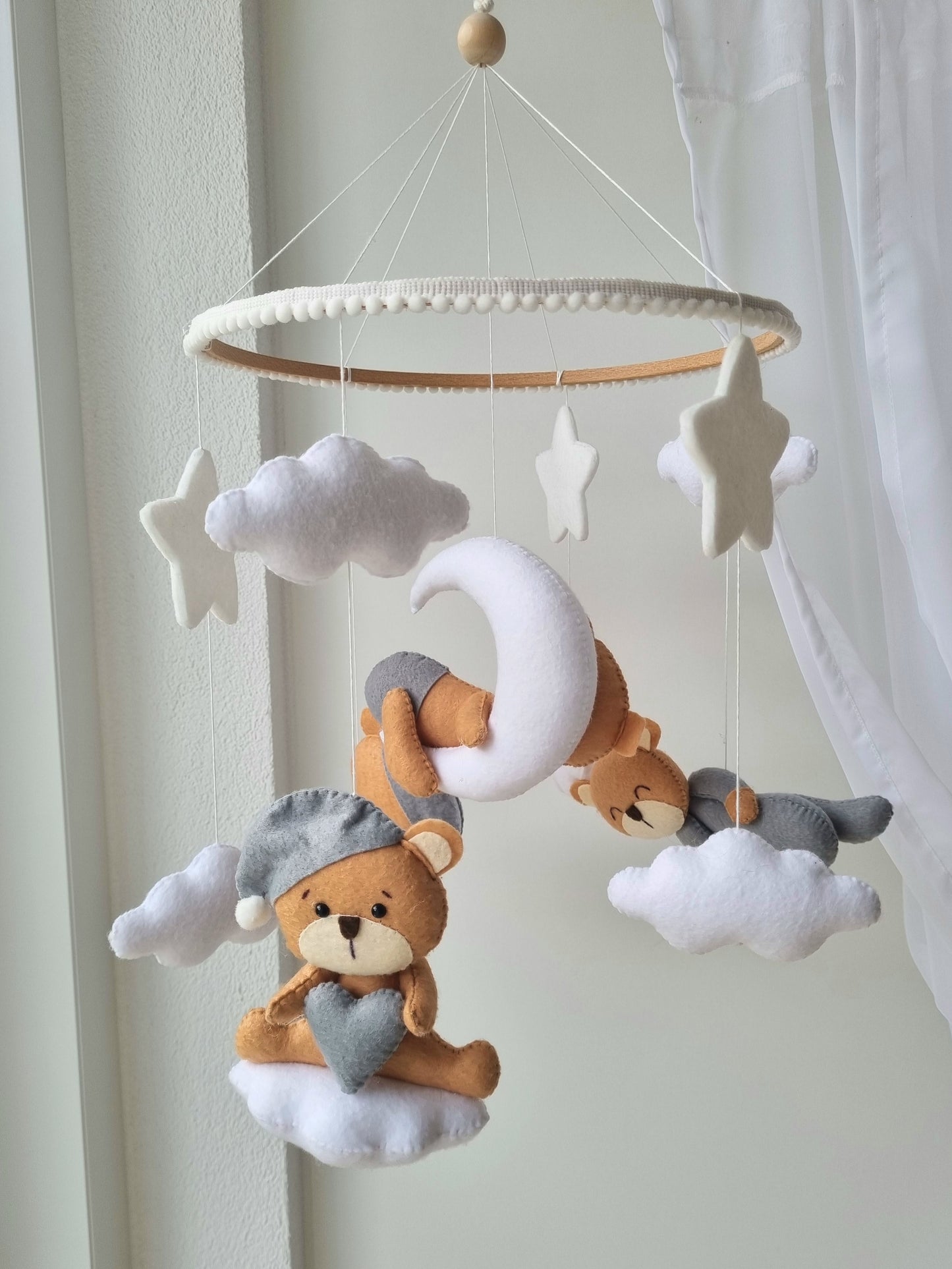 Baby Mobile Bär beige/grau