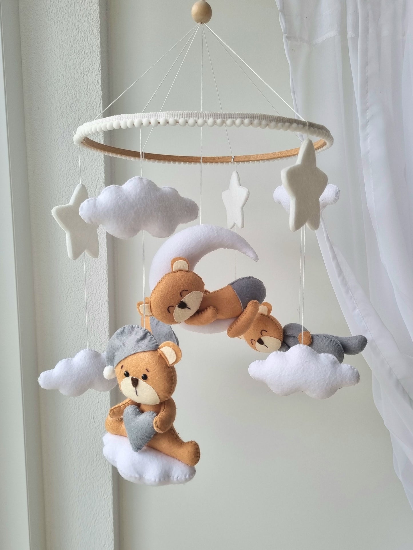 Baby Mobile Bär beige/grau