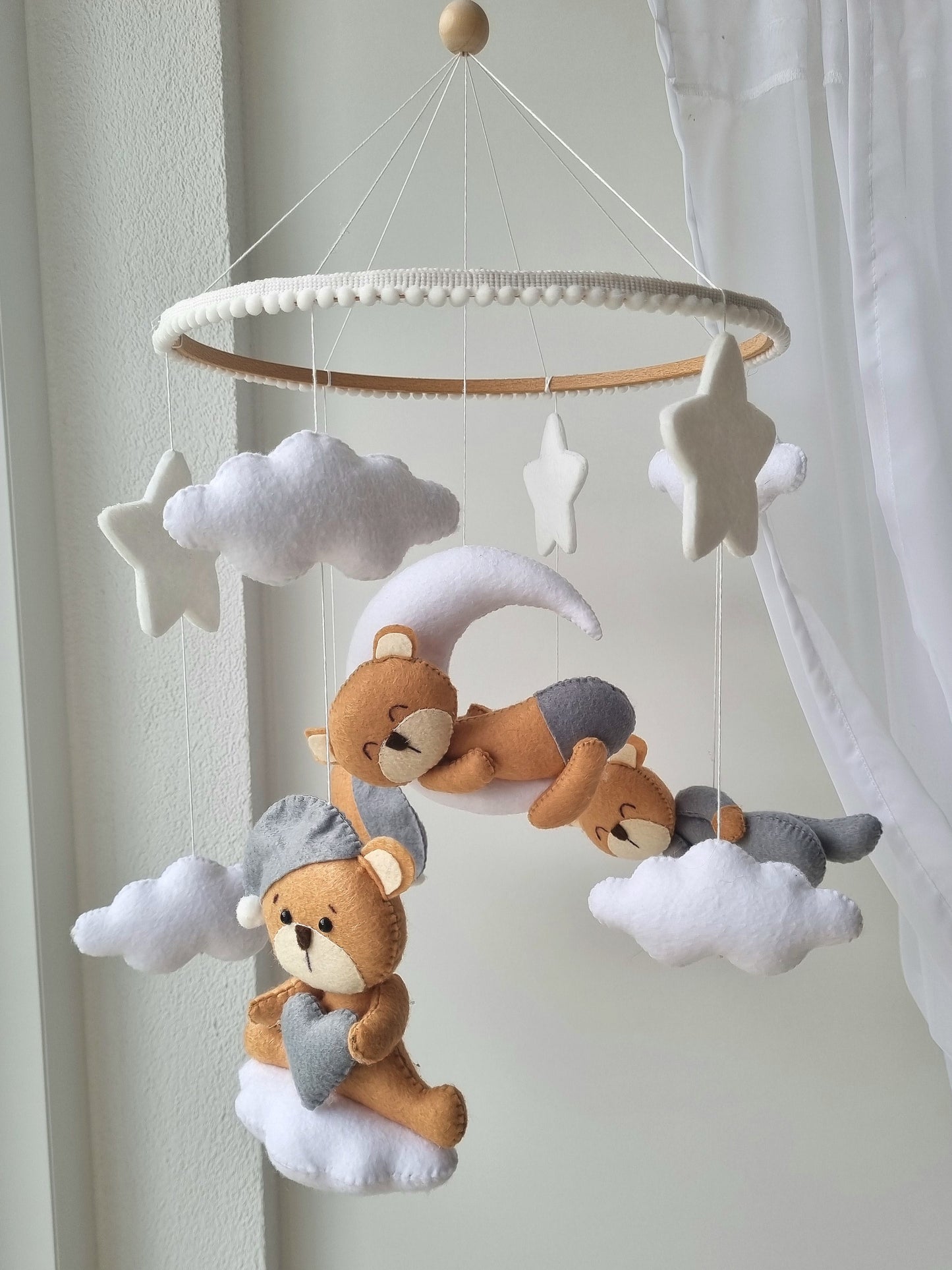 Baby Mobile Bär beige/grau