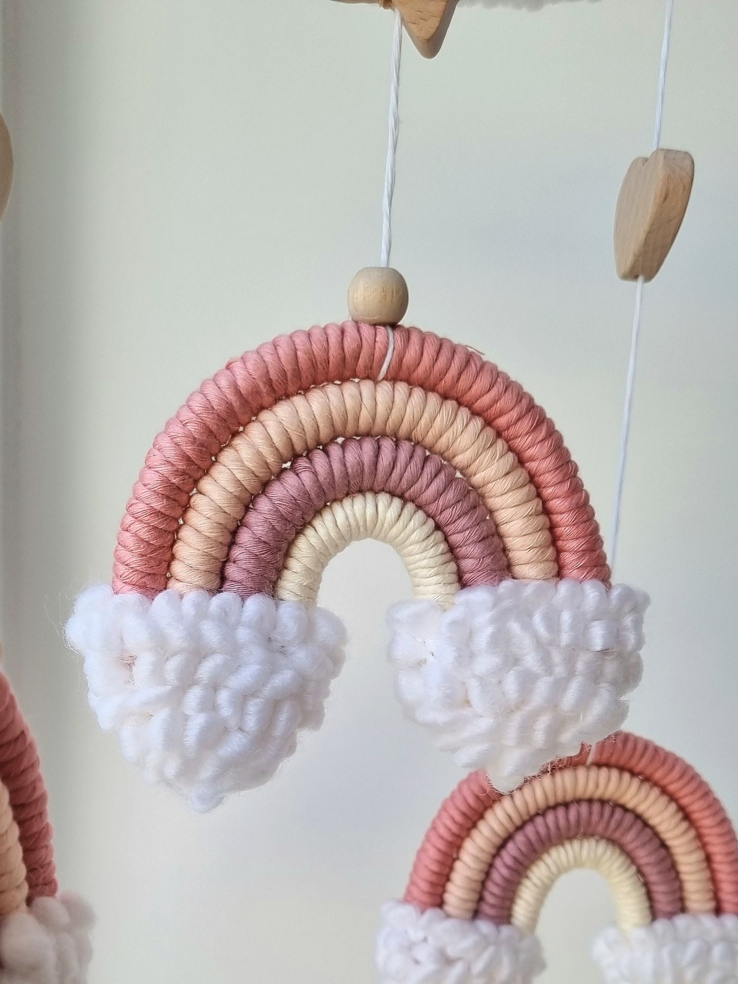 Baby Mobile Puffel Makramee Rose