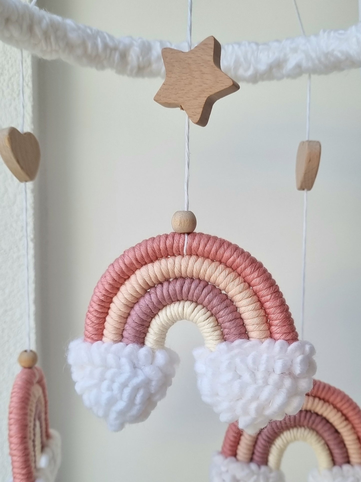 Baby Mobile Puffel Makramee Rose