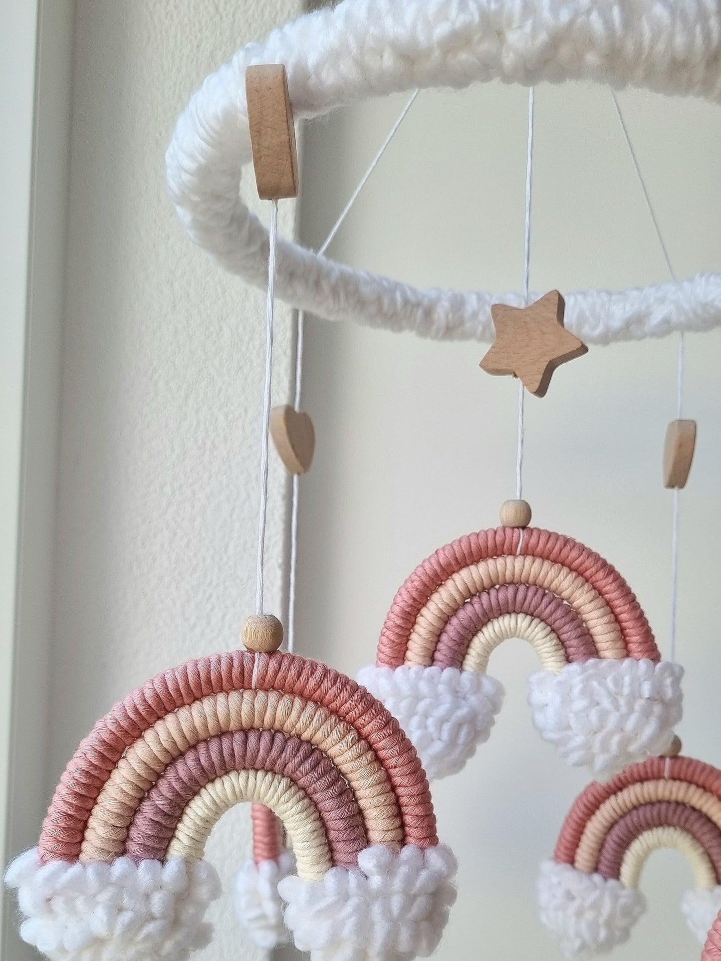 Baby Mobile Puffel Makramee Rose