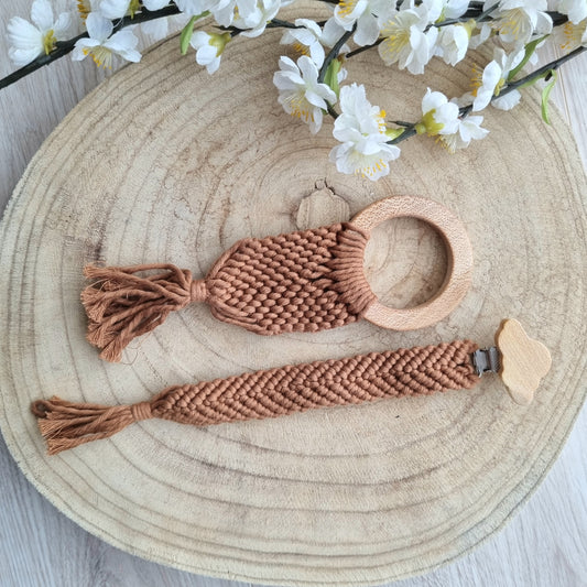 2er Set Makramee Bebe karamellbraun