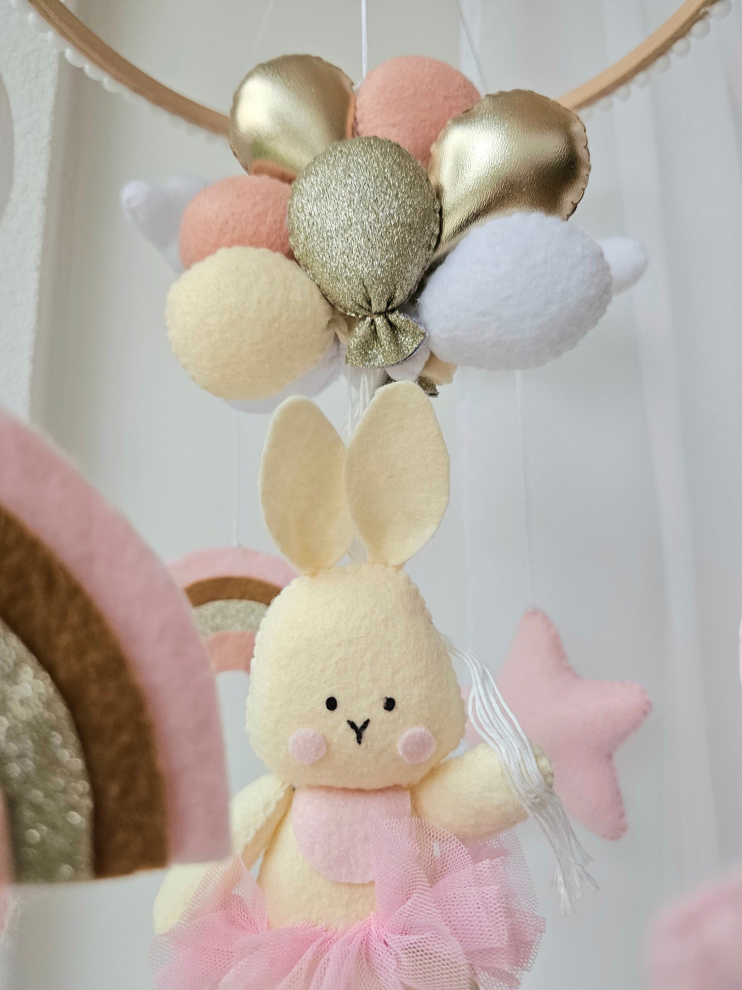 Baby Mobile Häschen rosa