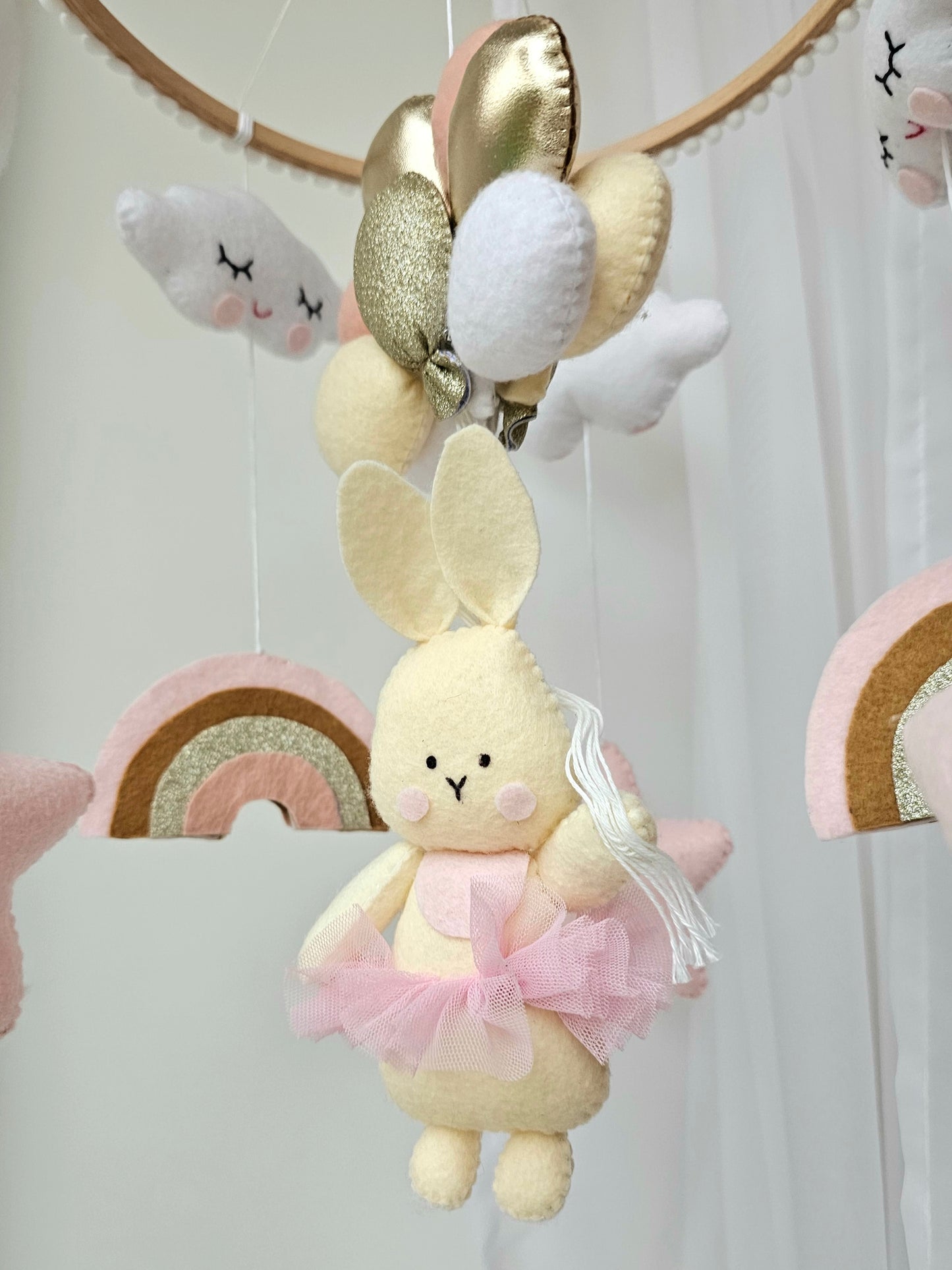 Baby Mobile Häschen rosa