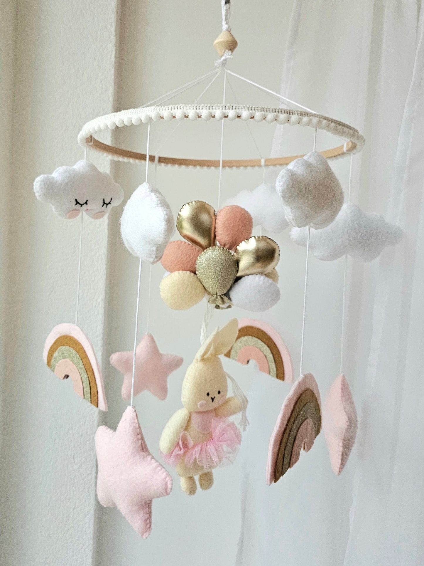 Baby Mobile Häschen rosa