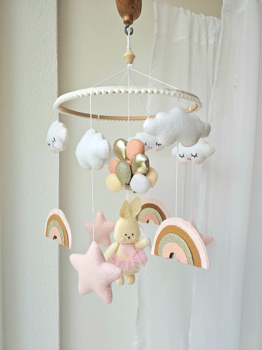 Baby Mobile Häschen rosa