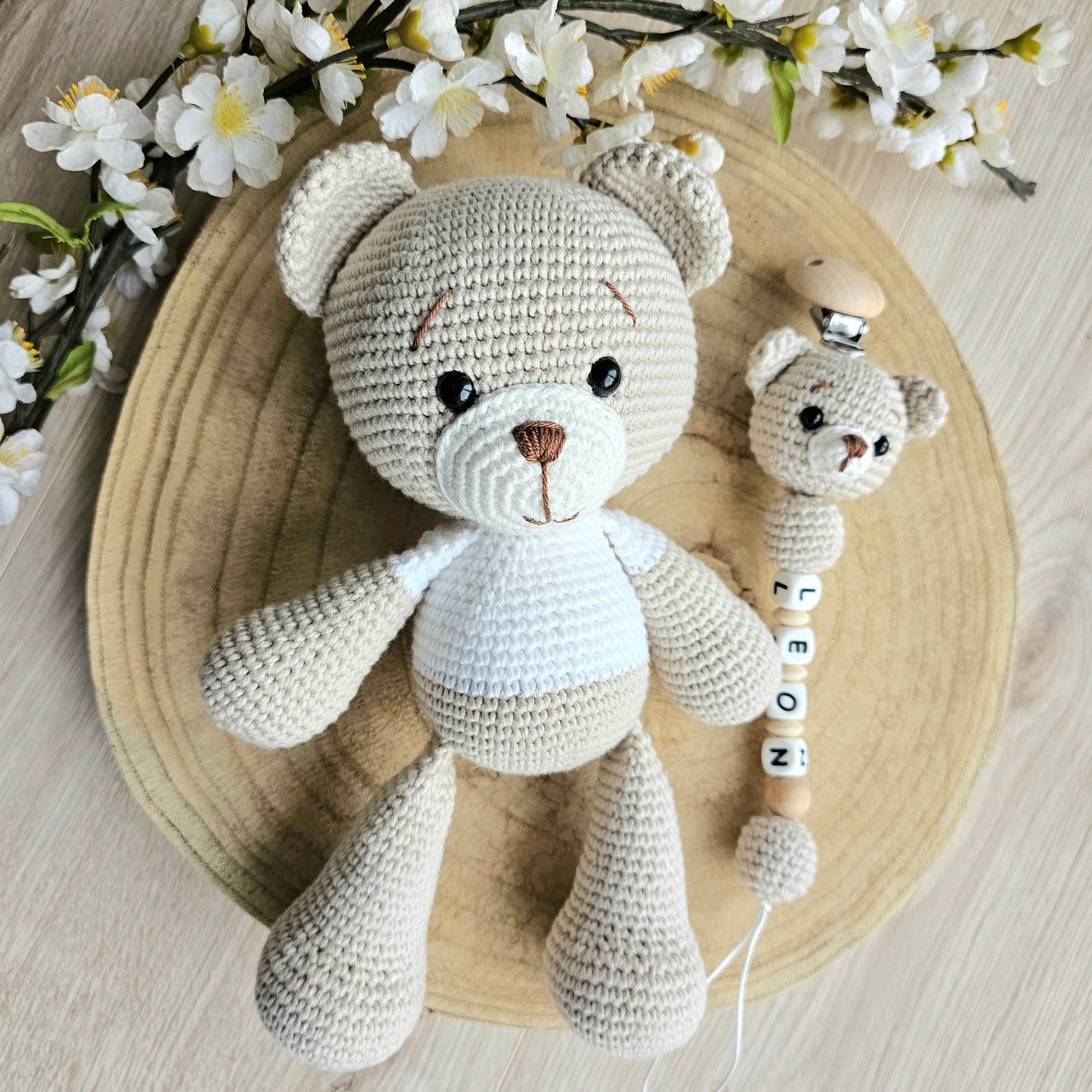 2er Set Teddy beige/weiss
