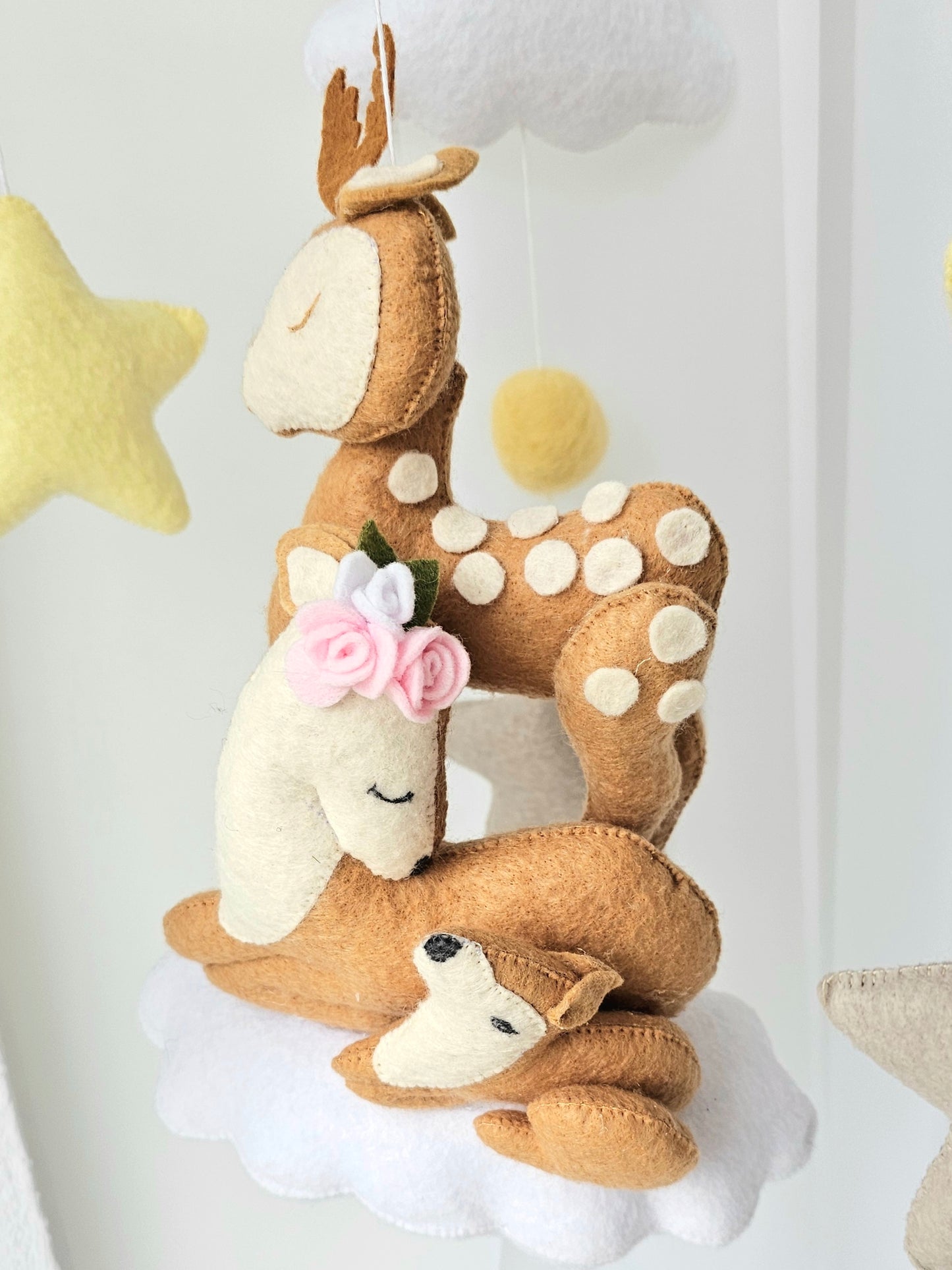 Baby Mobile Bambi Liebe rosa/gelb