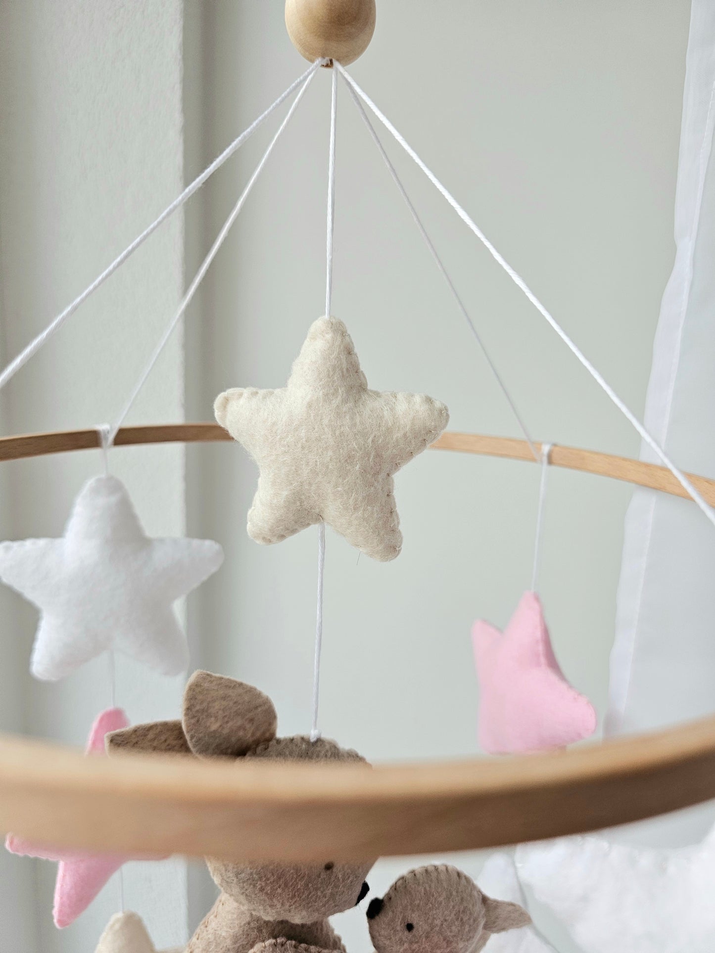 Baby Mobile Baby Häschen rosa/beige