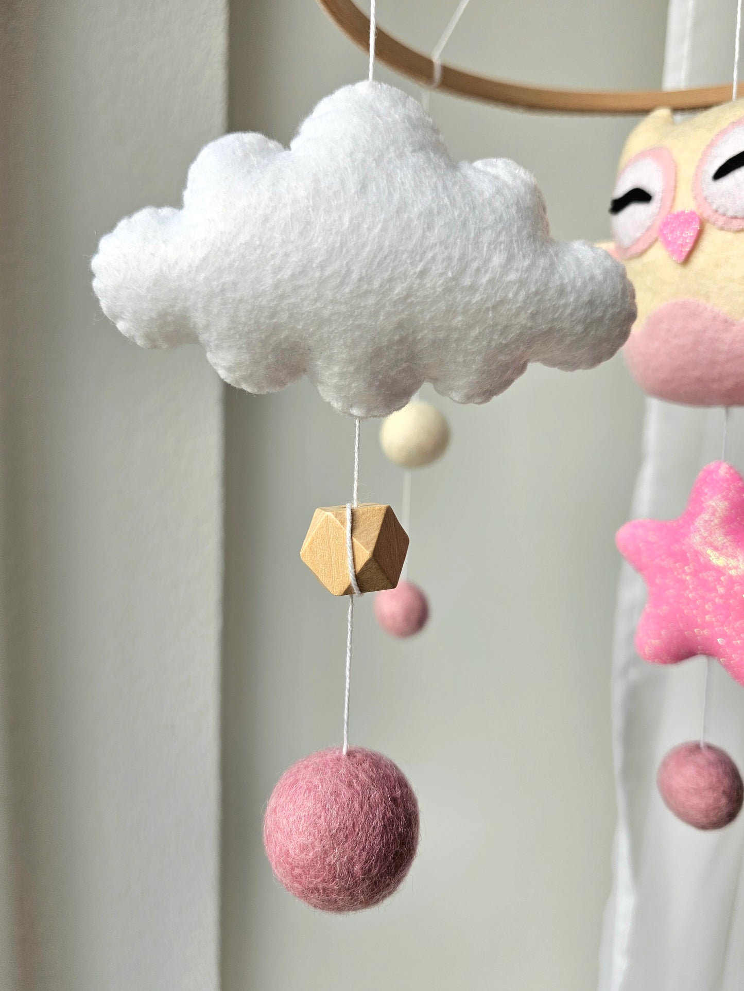 Baby Mobile kleine Eule rosa