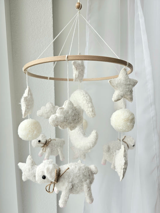 Baby Mobile Schäfchen weiss