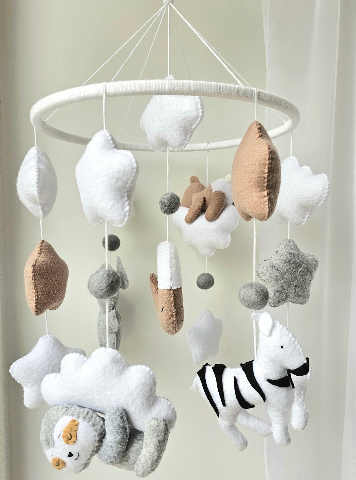Baby Mobile Tierfreunde braun/grau