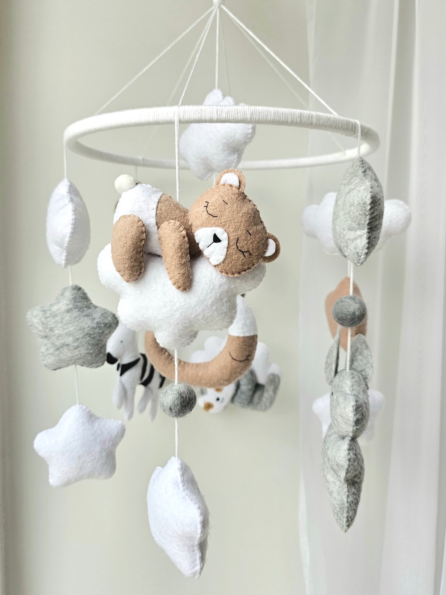 Baby Mobile Tierfreunde braun/grau
