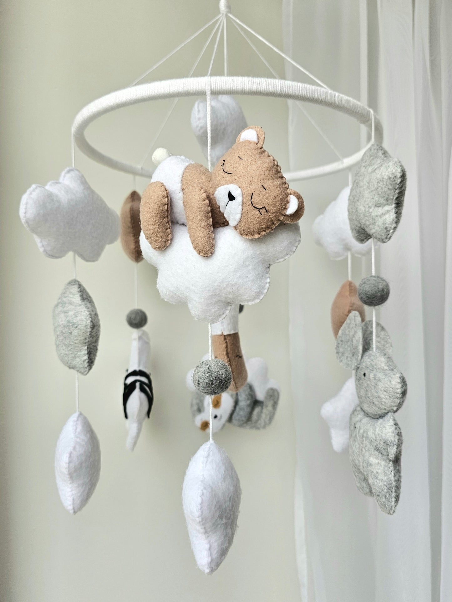 Baby Mobile Tierfreunde braun/grau
