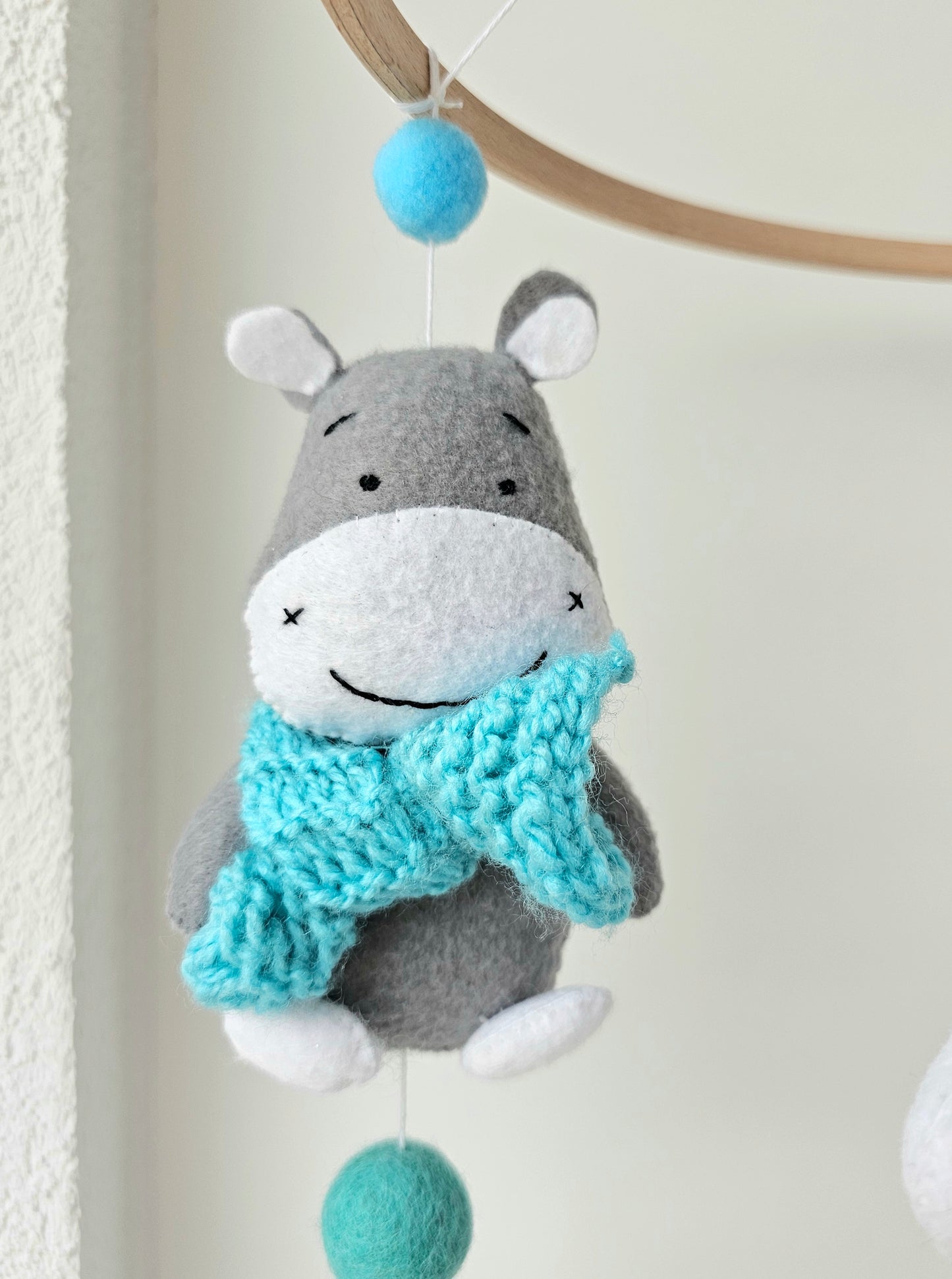 Baby Mobile Hippo und Pferdchen türkis