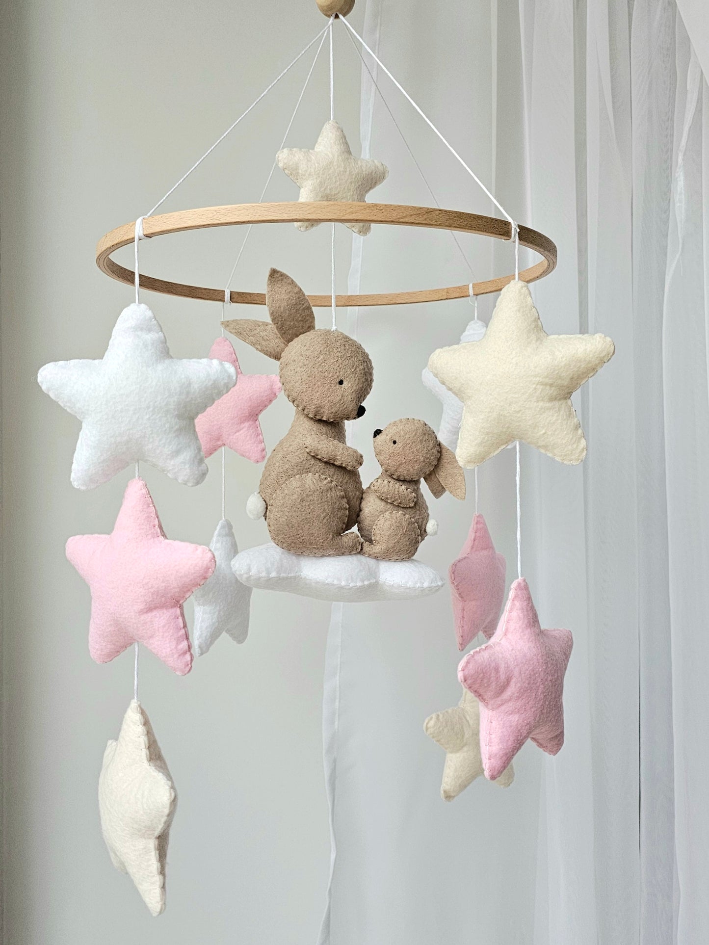Baby Mobile Baby Häschen rosa/beige