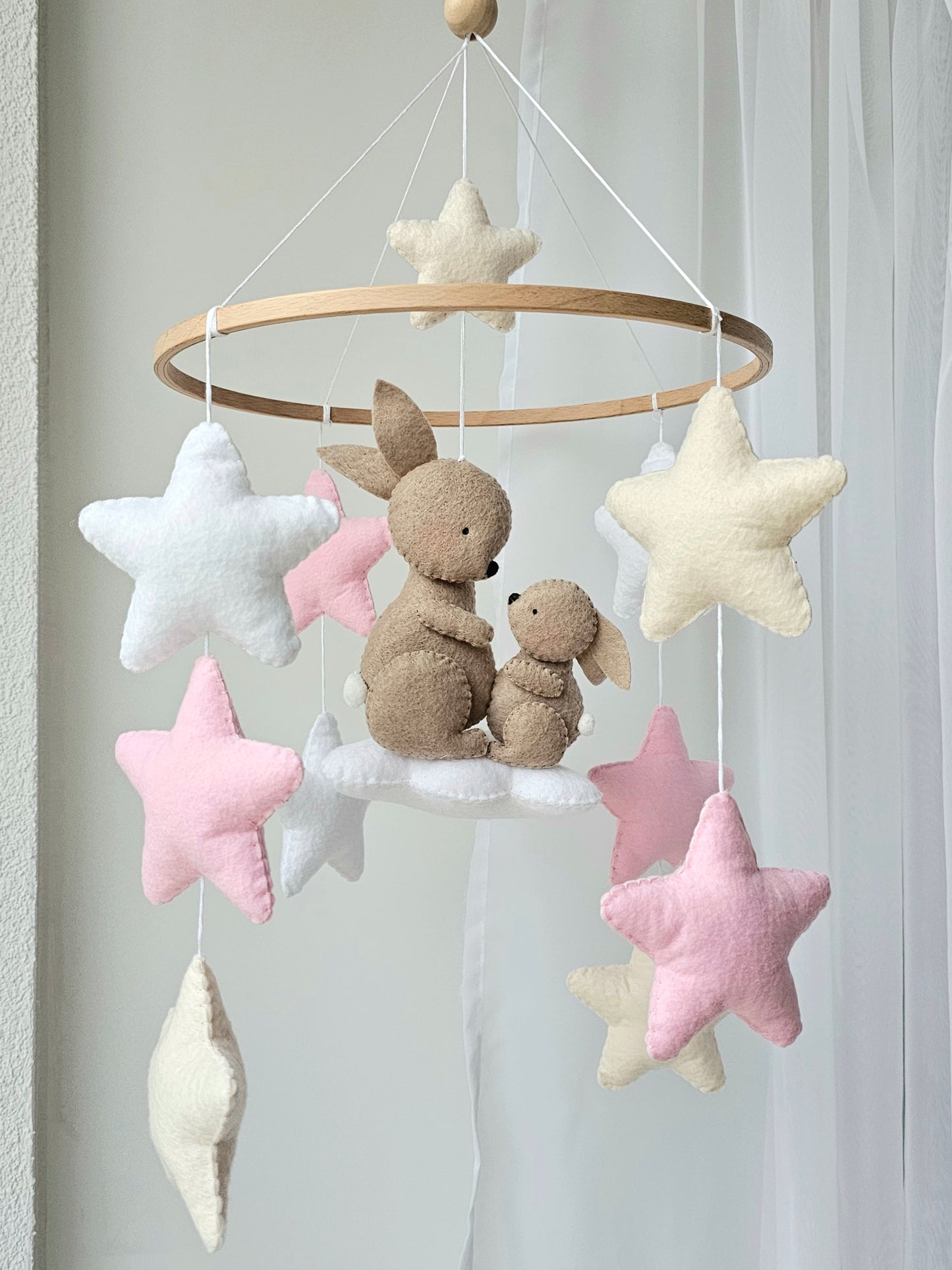 Baby Mobile Baby Häschen rosa/beige