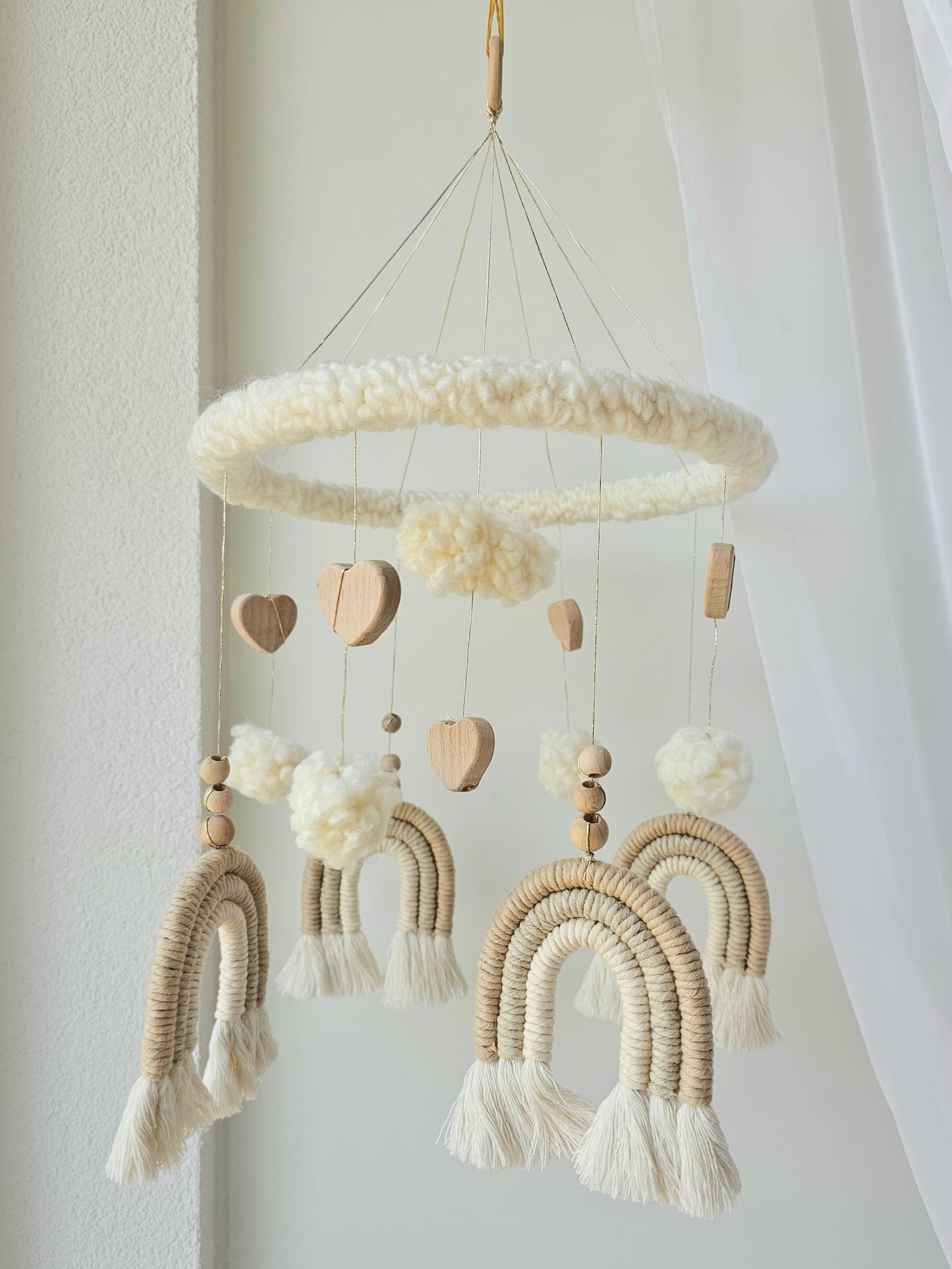 Baby Mobile Makramee in hellem beige