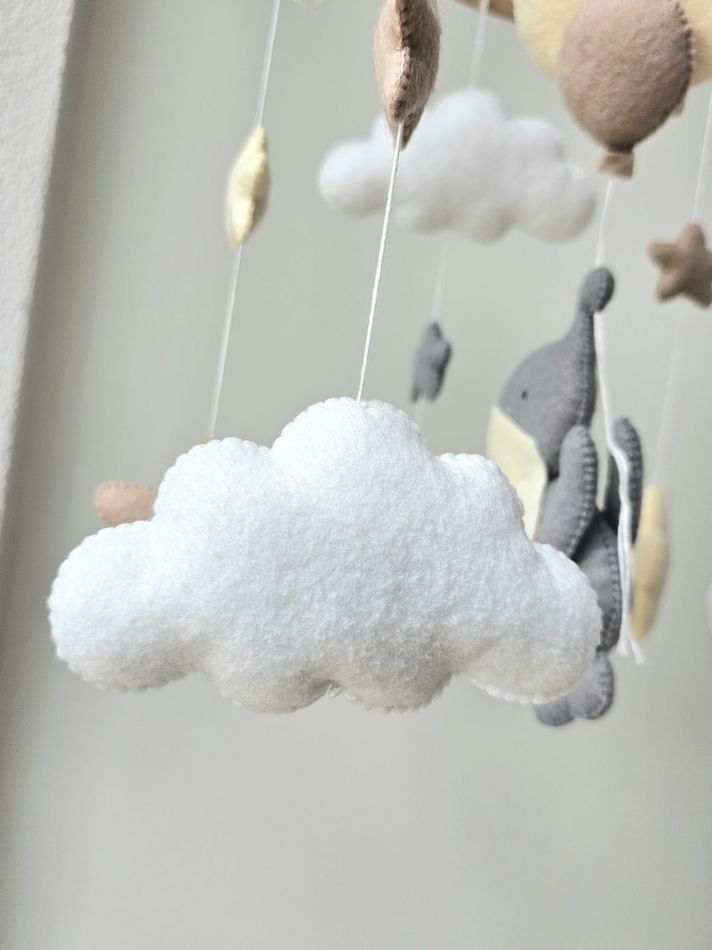 Baby Mobile Elefant hellgelb/grau