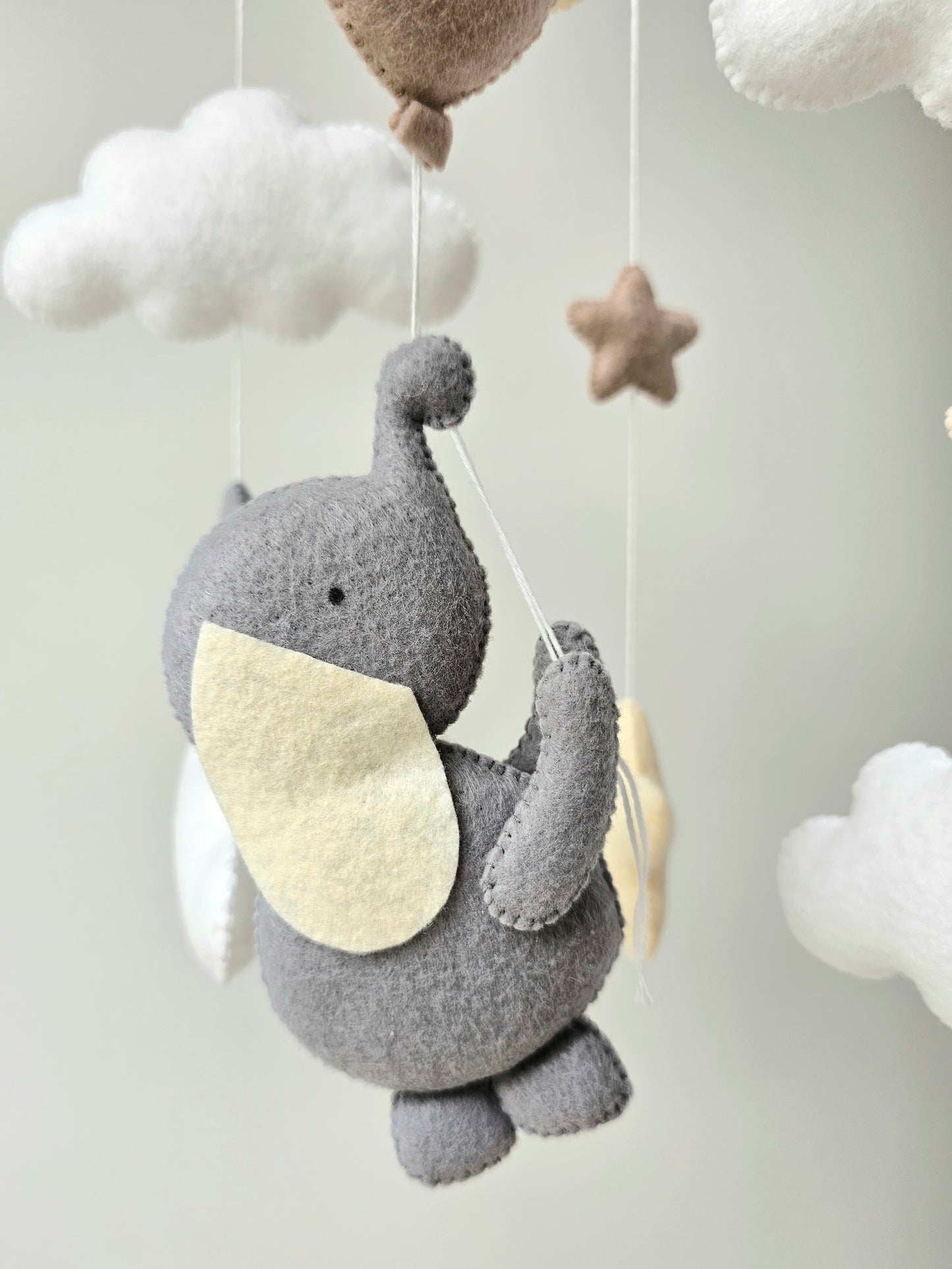 Baby Mobile Elefant hellgelb/grau