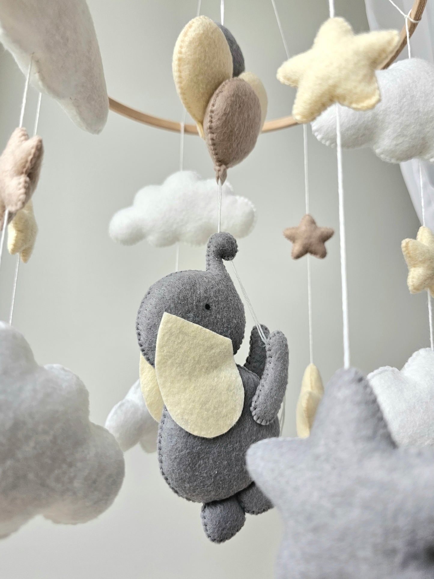 Baby Mobile Elefant hellgelb/grau