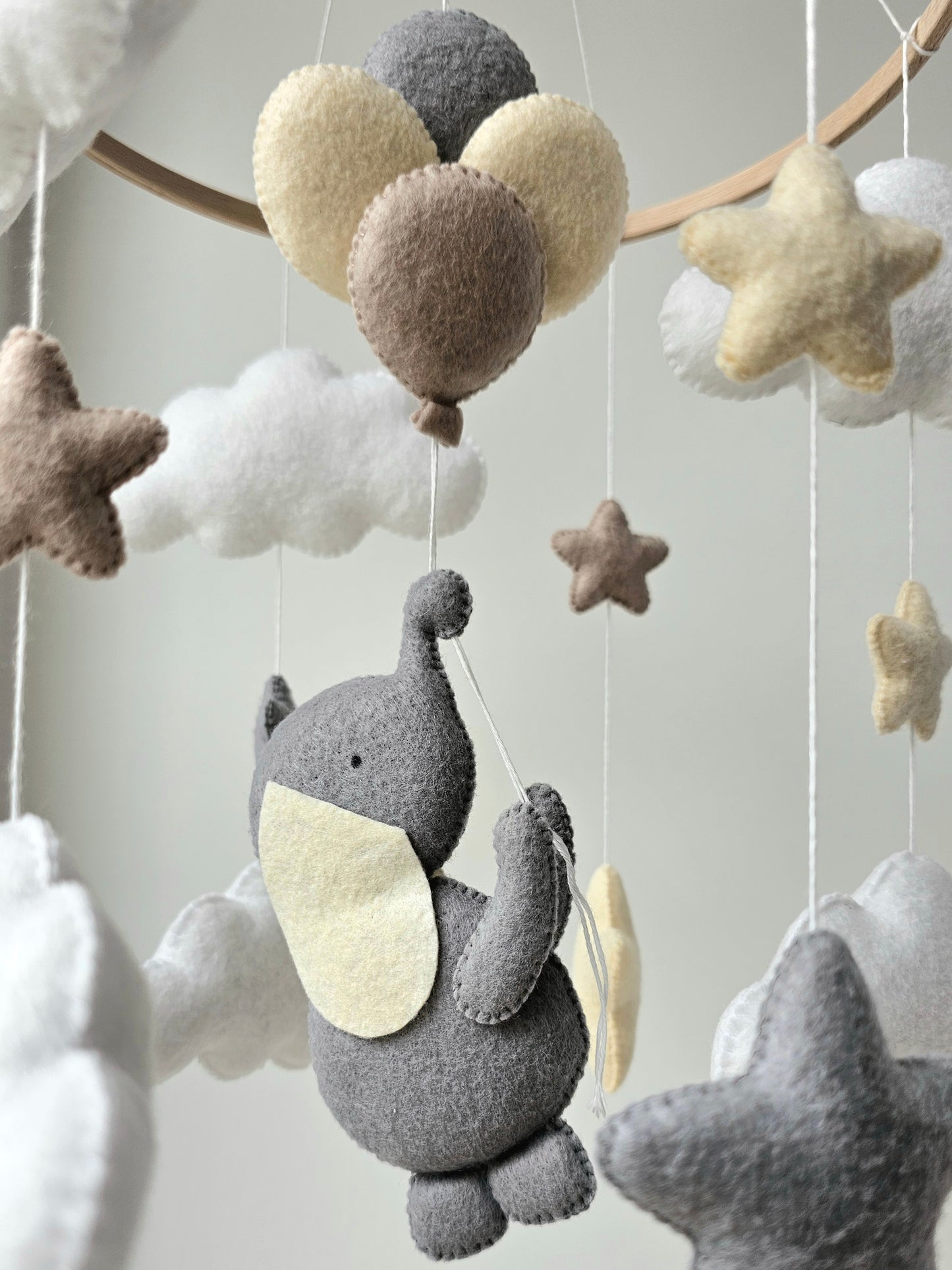 Baby Mobile Elefant hellgelb/grau