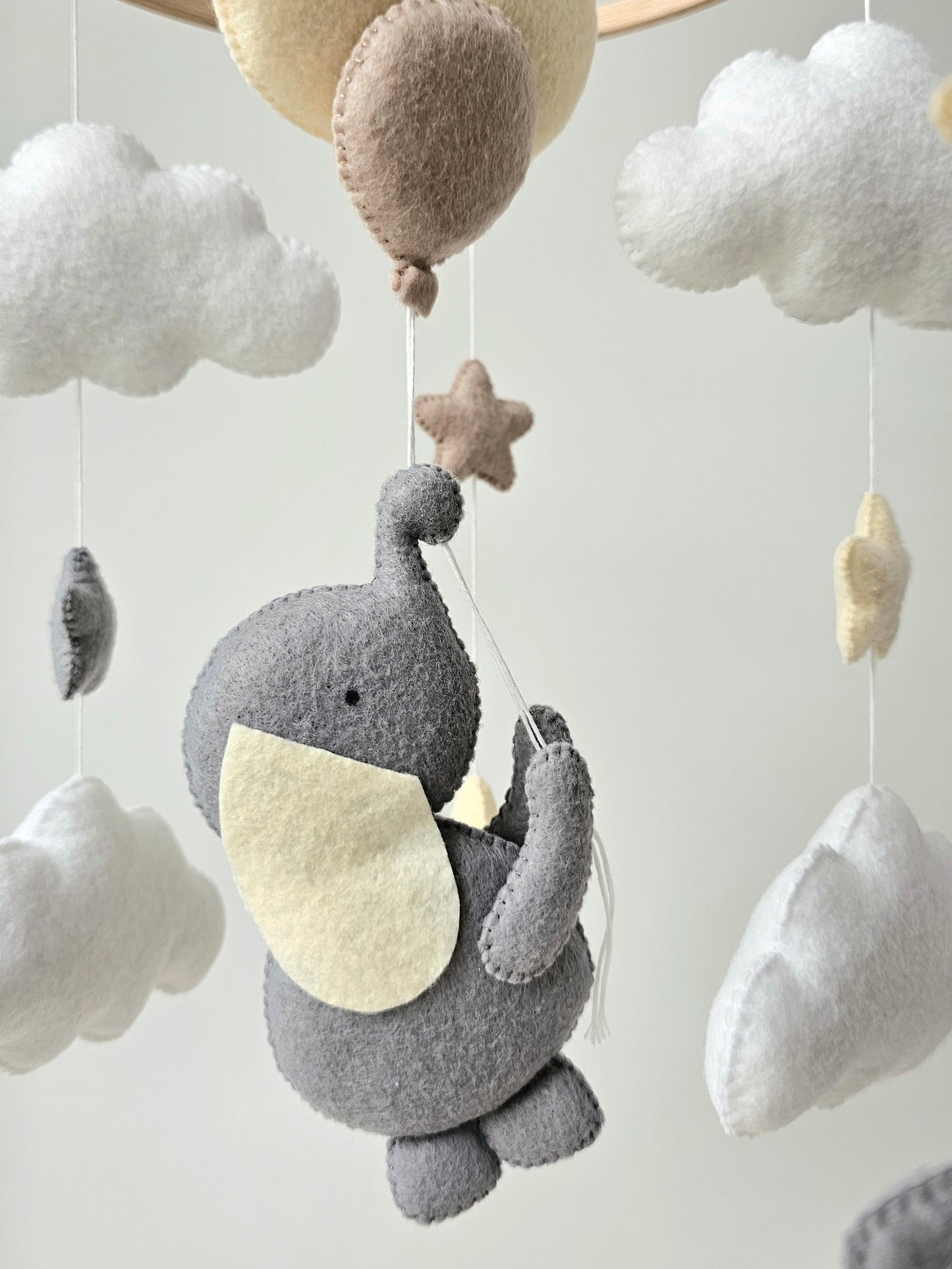 Baby Mobile Elefant hellgelb/grau