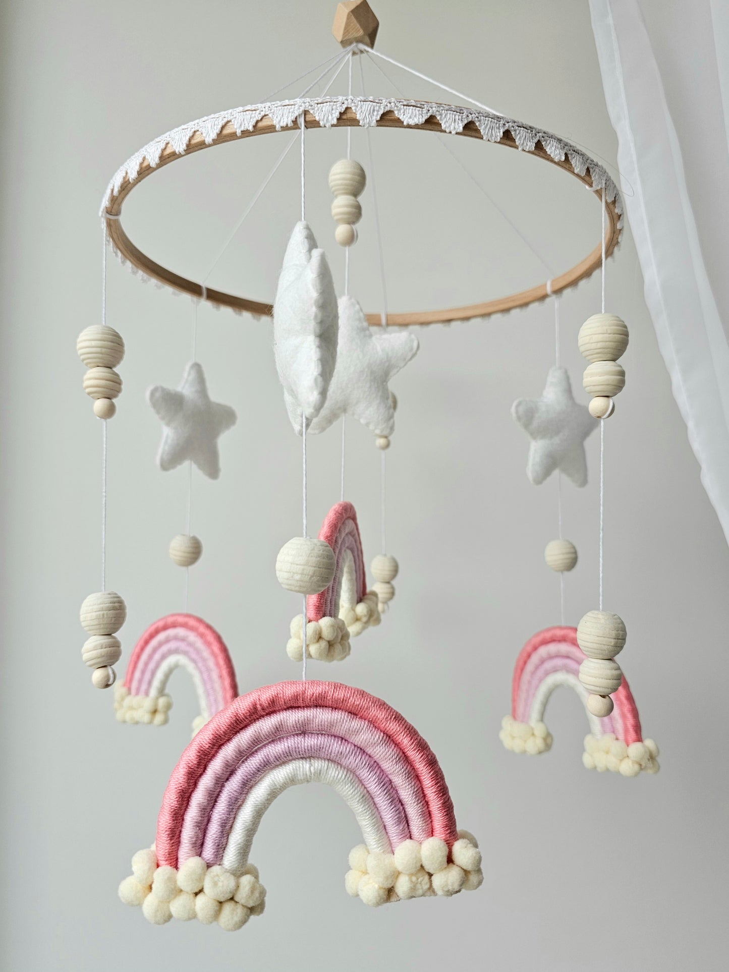 Baby Mobile Makramee/Filz rosa Traum