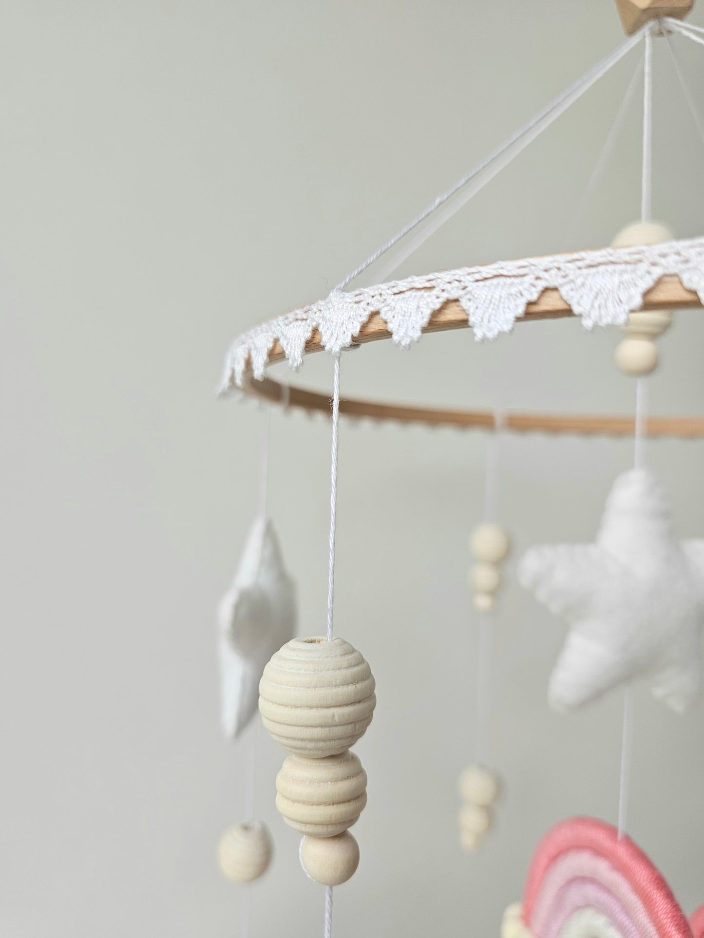 Baby Mobile Makramee/Filz rosa Traum