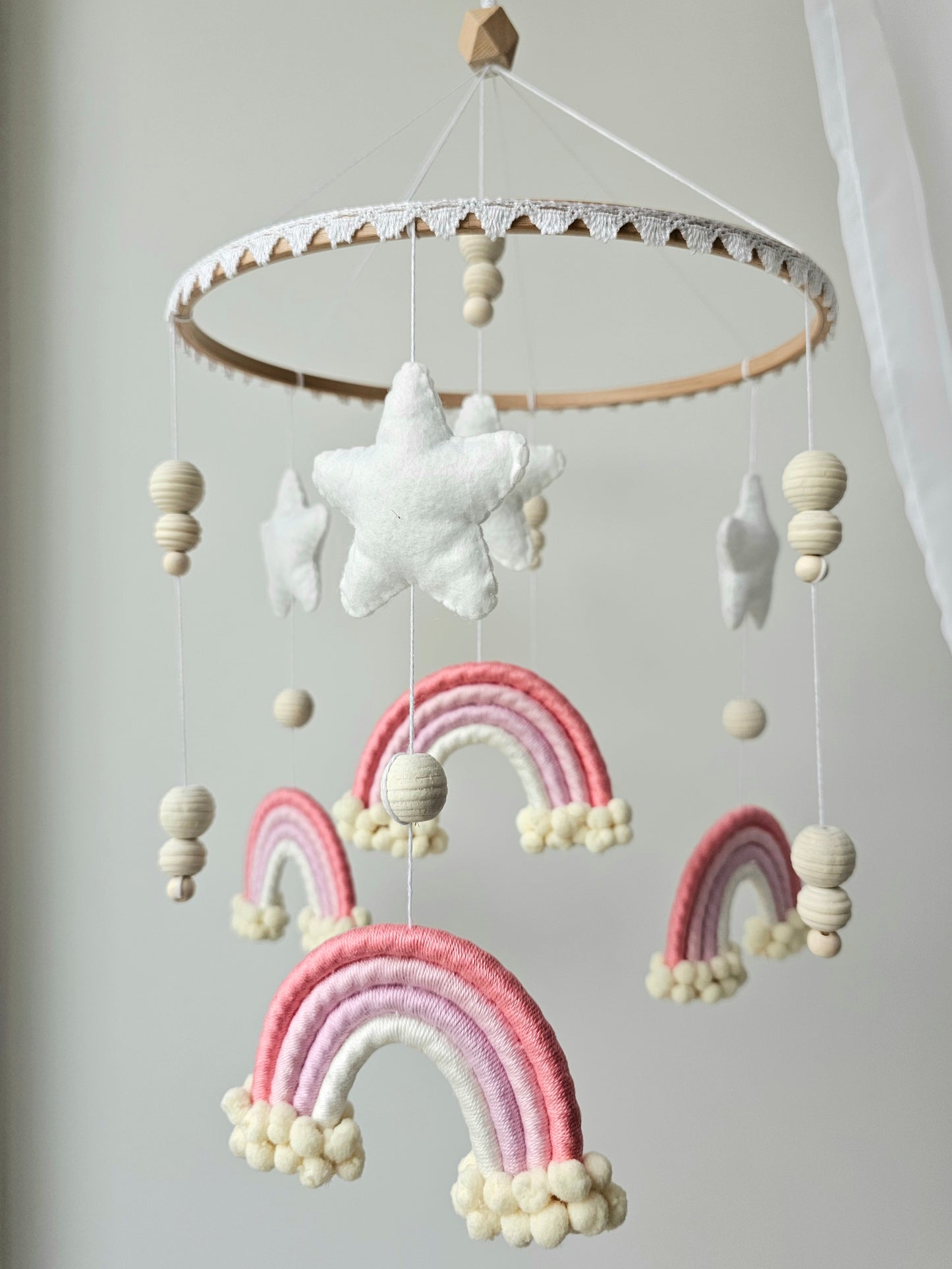 Baby Mobile Makramee/Filz rosa Traum