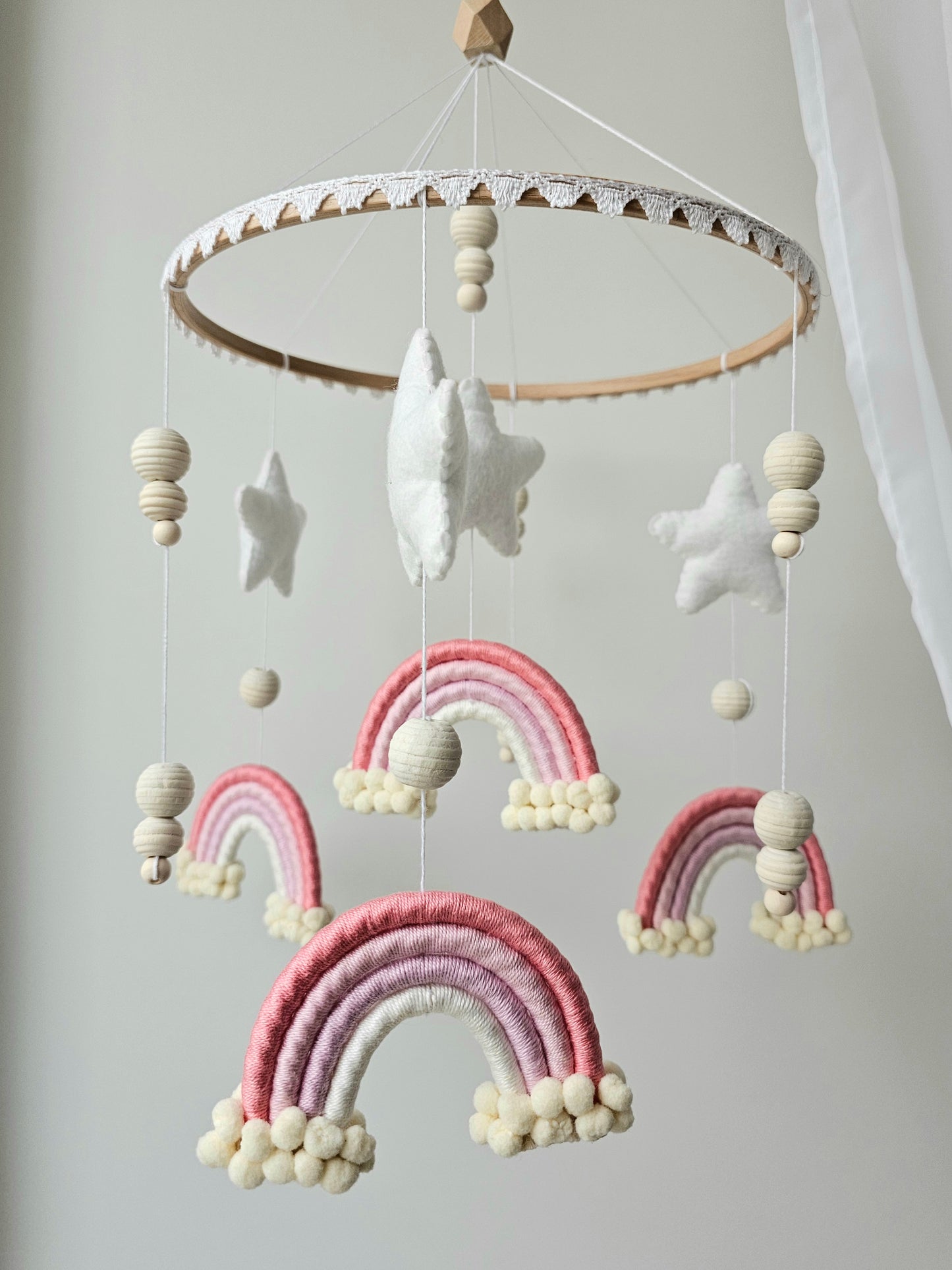 Baby Mobile Makramee/Filz rosa Traum