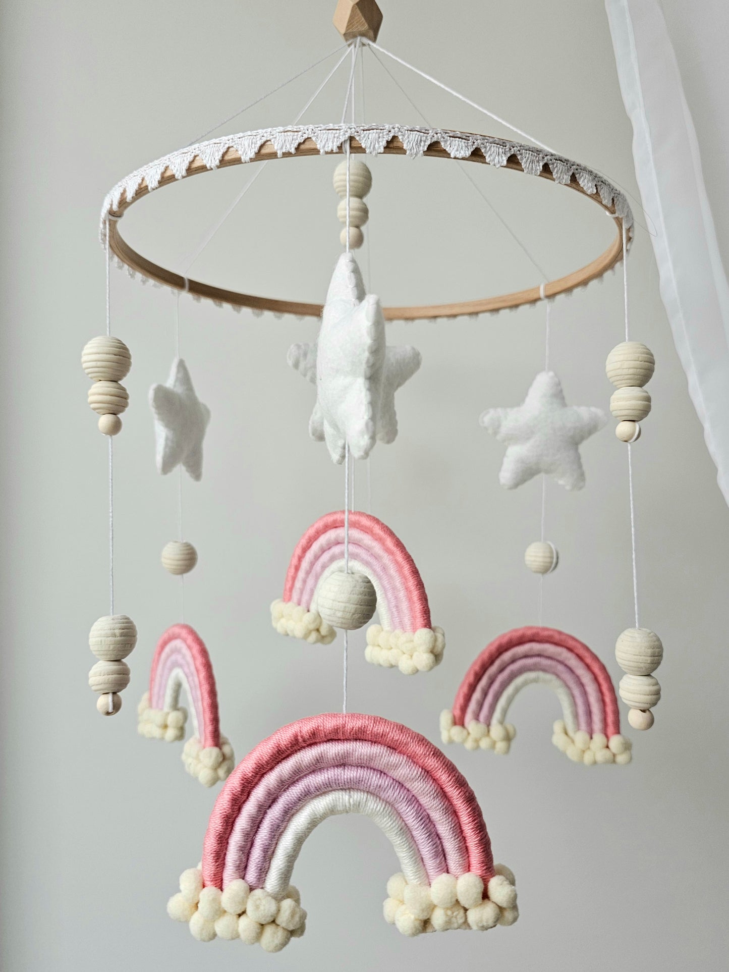 Baby Mobile Makramee/Filz rosa Traum